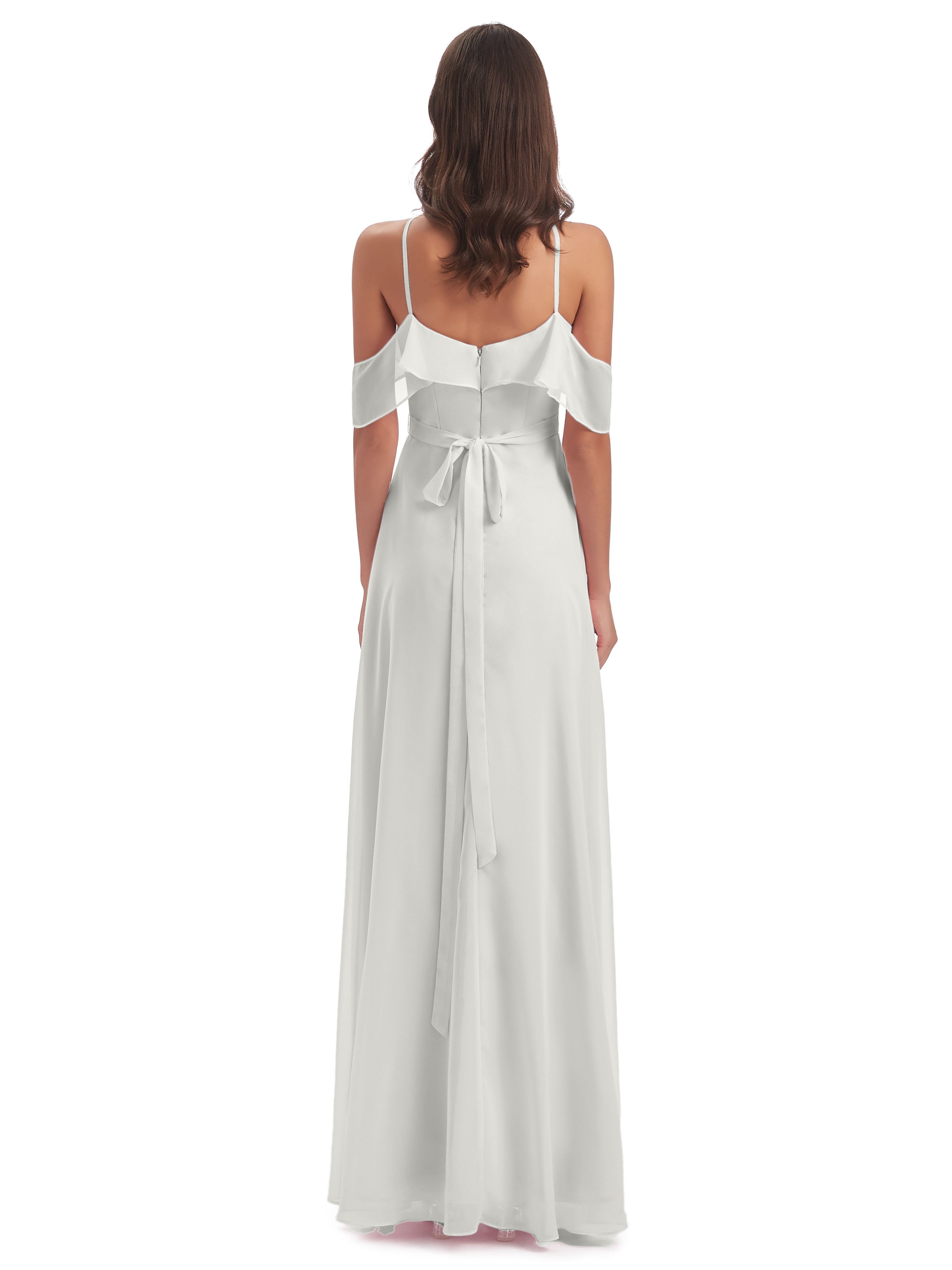 Lillian Sheath Off The Shoulder Chiffon Long Bridesmaid Dresses