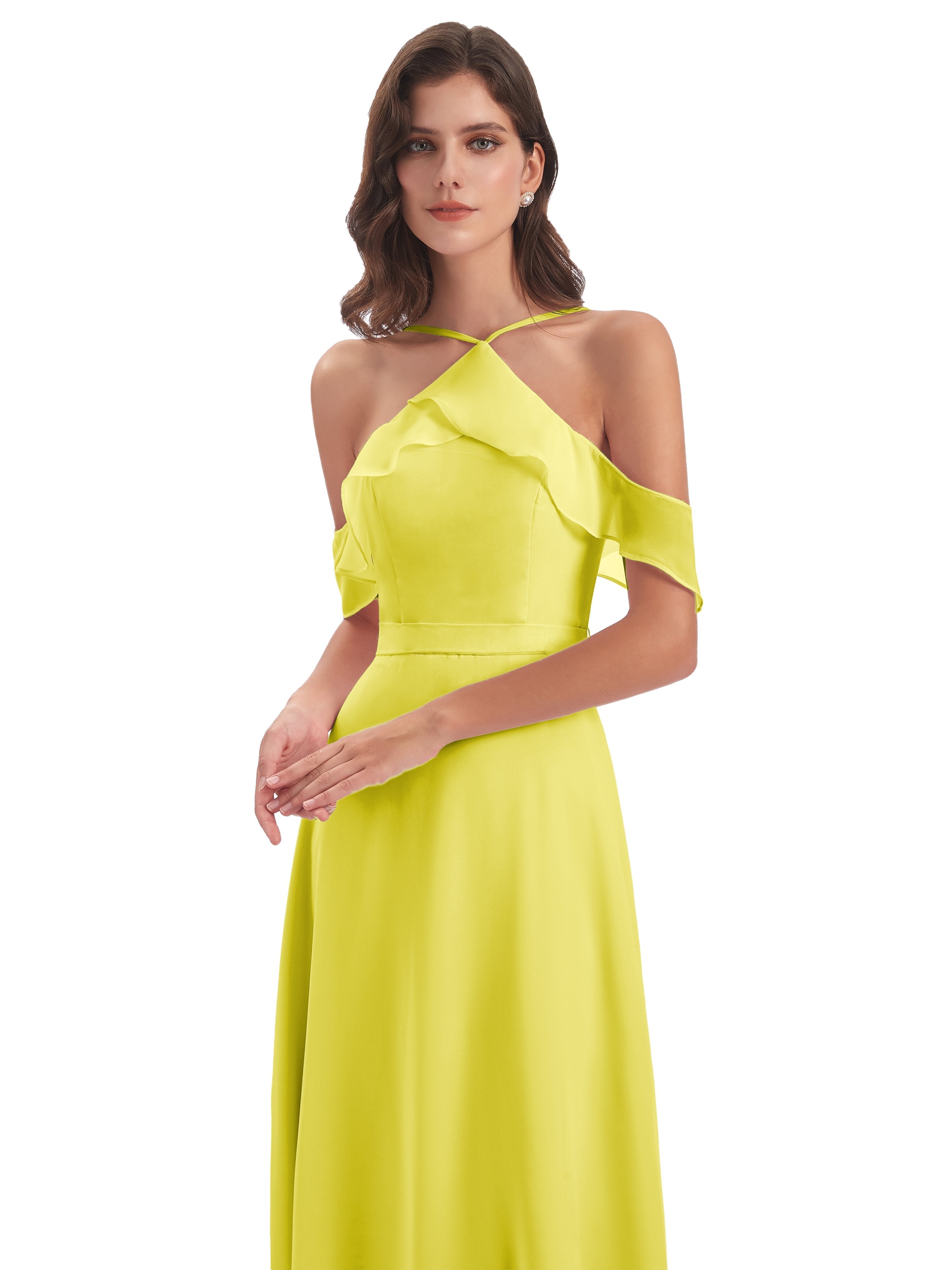 Lillian Sheath Off The Shoulder Chiffon Long Bridesmaid Dresses