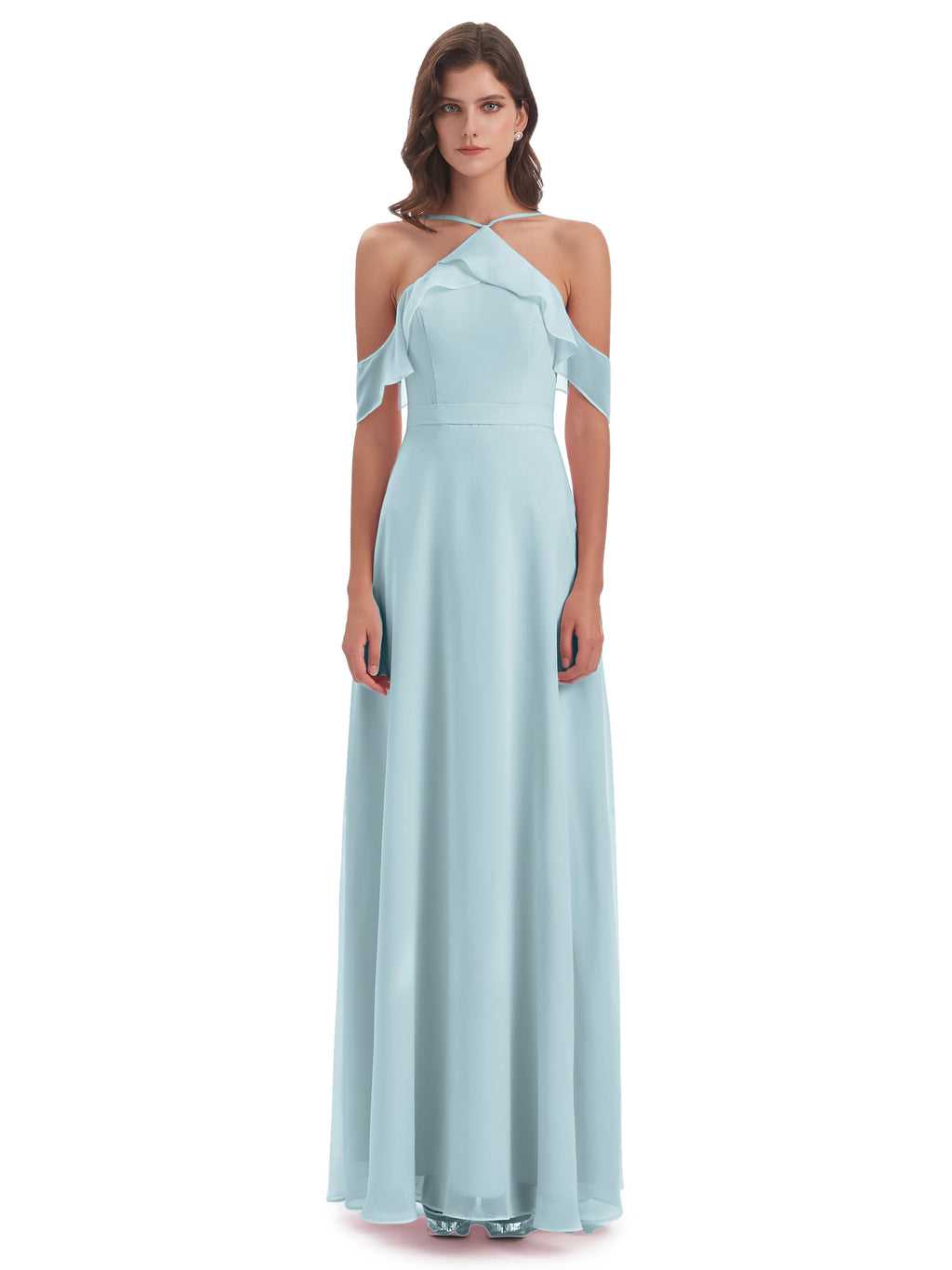 Lillian Sheath Off The Shoulder Chiffon Long Bridesmaid Dresses