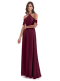 Lillian Sheath Off The Shoulder Chiffon Long Bridesmaid Dresses