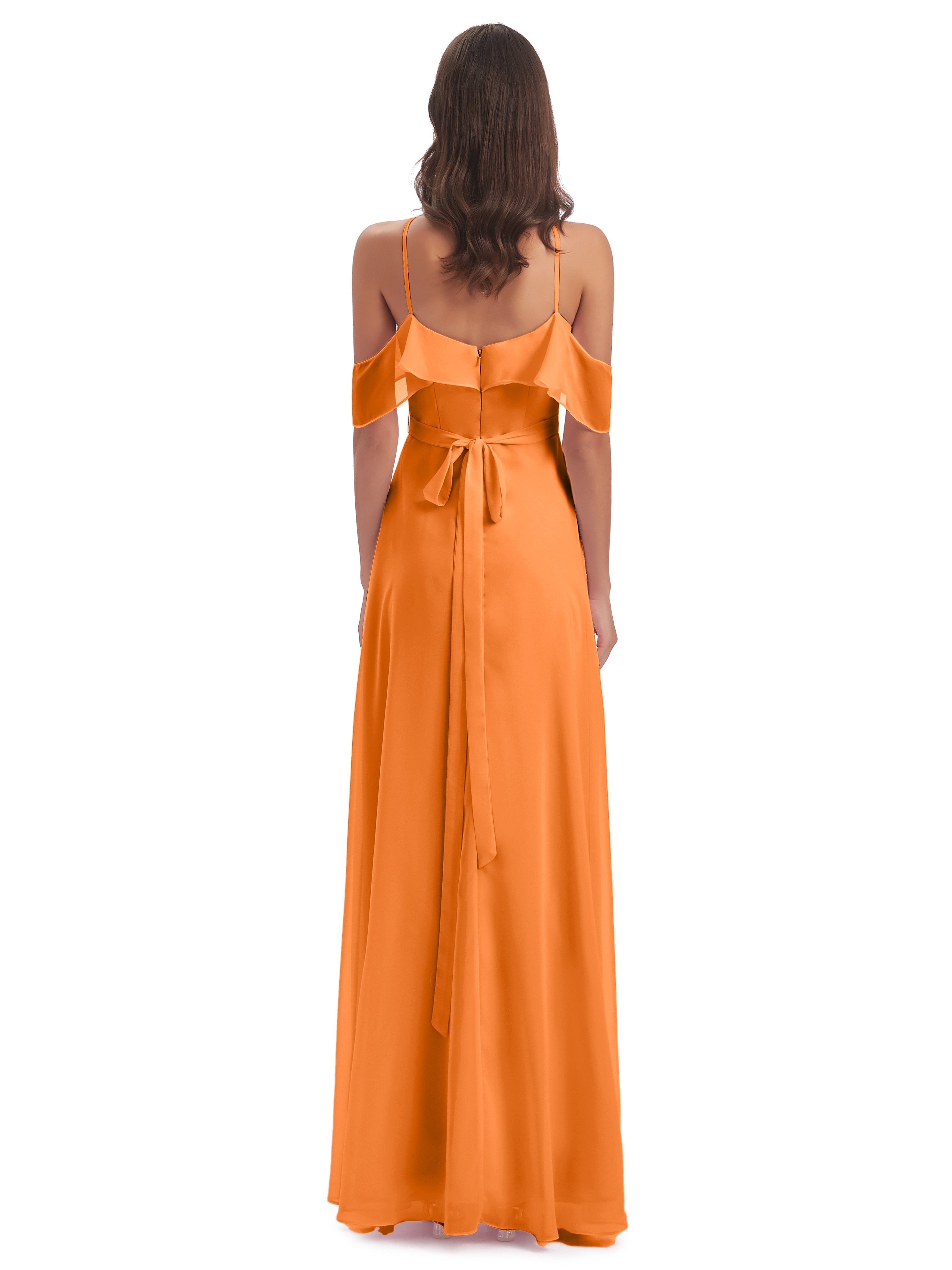 Lillian Sheath Off The Shoulder Chiffon Long Bridesmaid Dresses