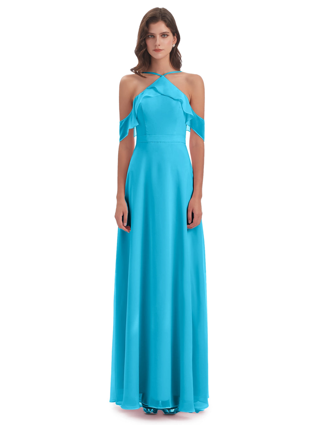 Lillian Sheath Off The Shoulder Chiffon Long Bridesmaid Dresses