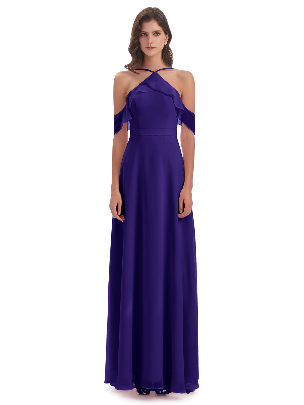 Lillian Sheath Off The Shoulder Chiffon Long Bridesmaid Dresses