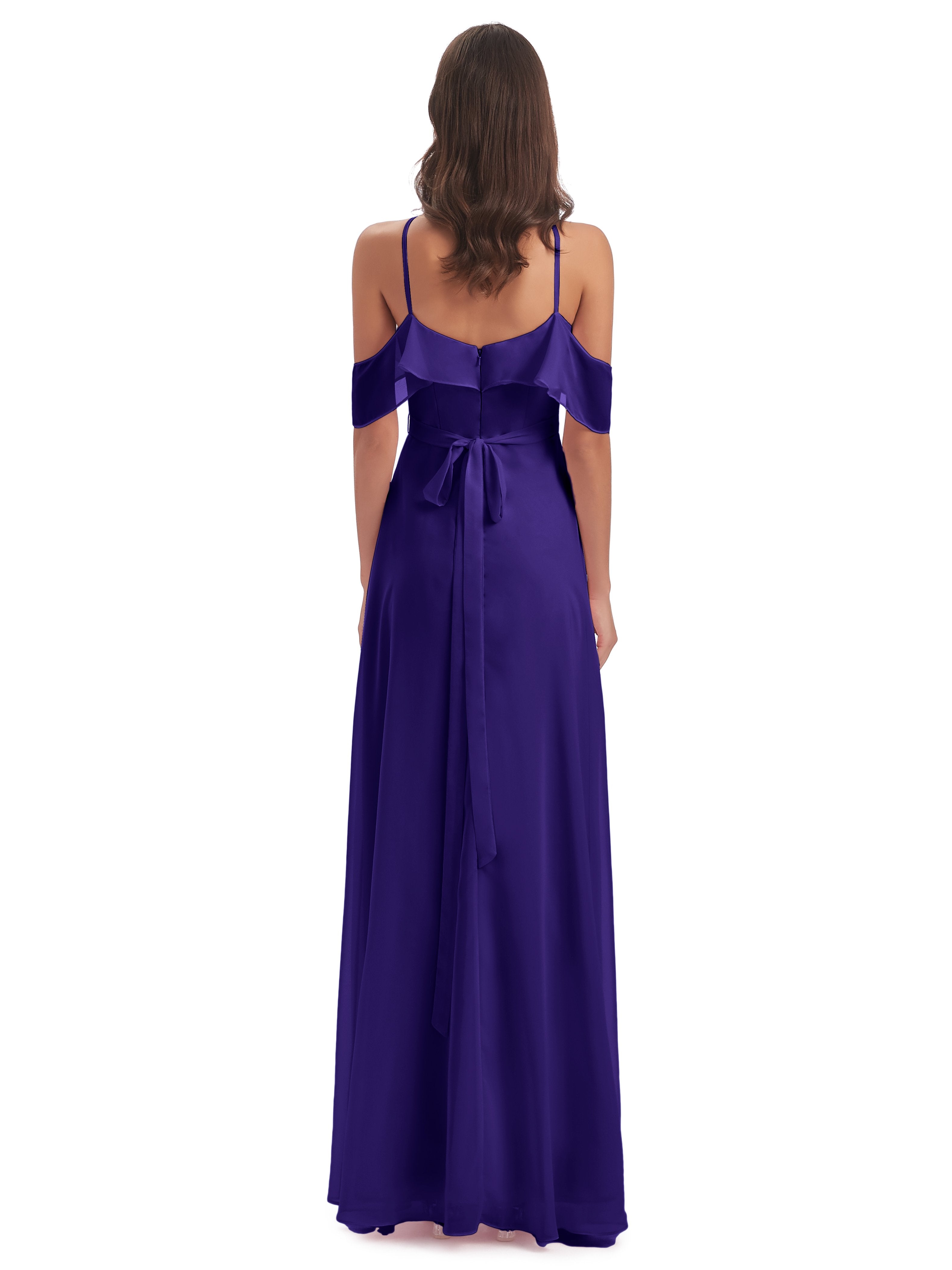 Lillian Sheath Off The Shoulder Chiffon Long Bridesmaid Dresses