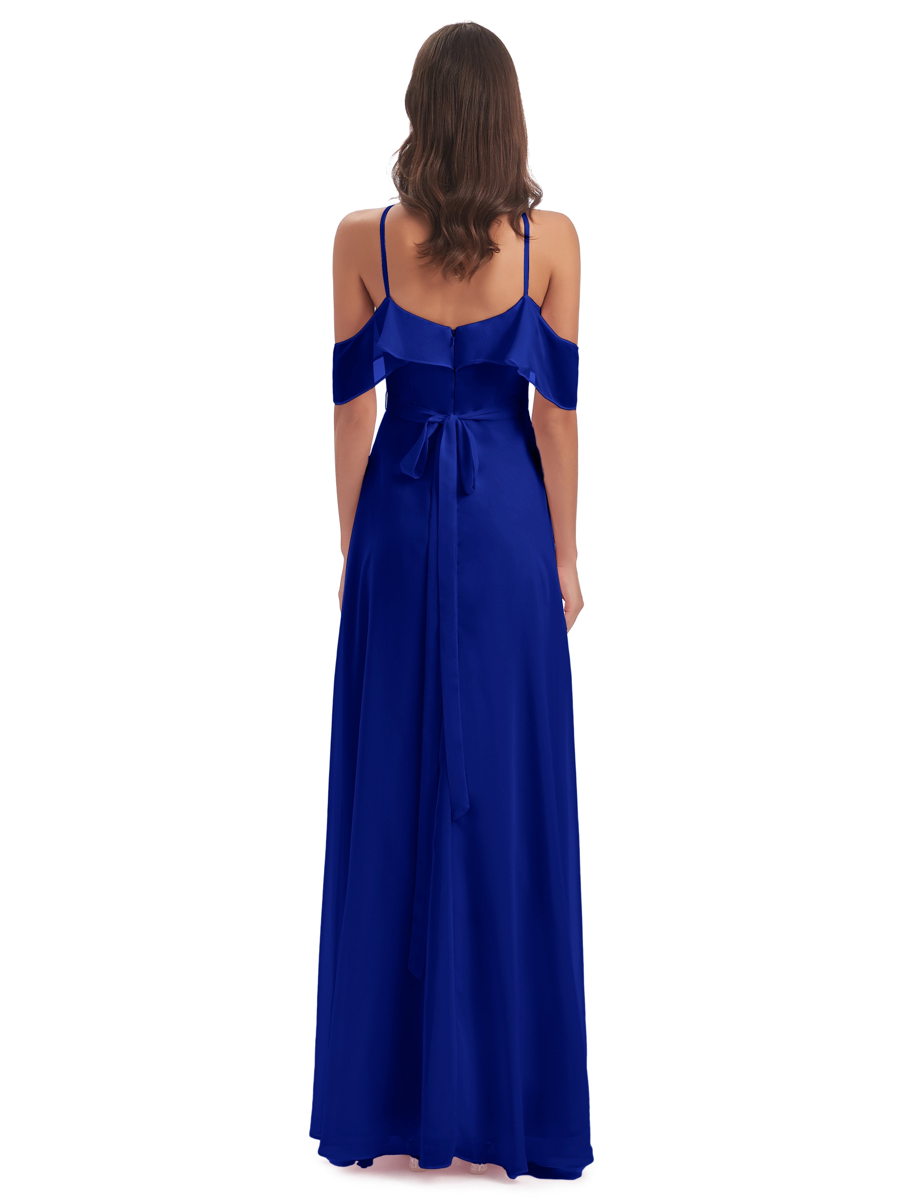 Lillian Sheath Off The Shoulder Chiffon Long Bridesmaid Dresses