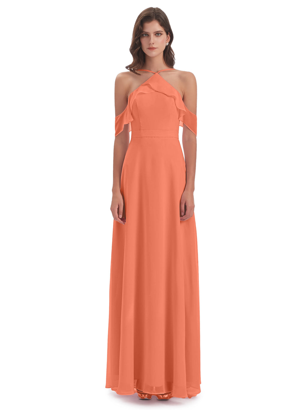 Lillian Sheath Off The Shoulder Chiffon Long Bridesmaid Dresses