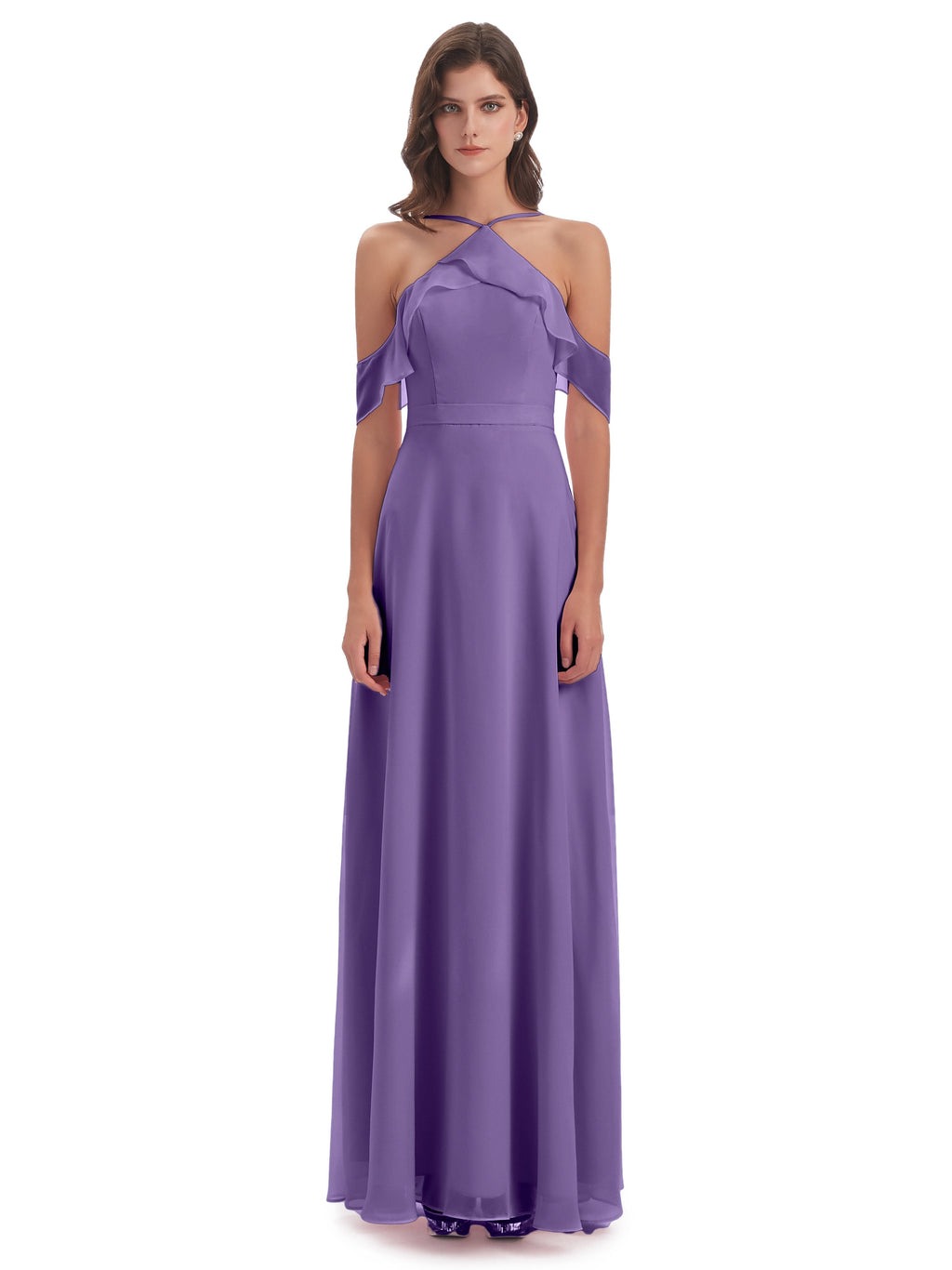 Lillian Sheath Off The Shoulder Chiffon Long Bridesmaid Dresses