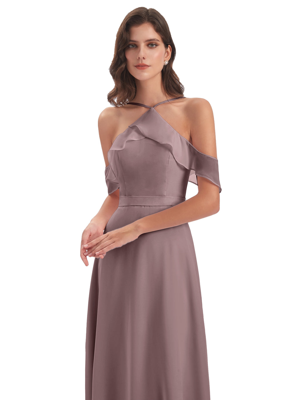 Lillian Sheath Off The Shoulder Chiffon Long Bridesmaid Dresses