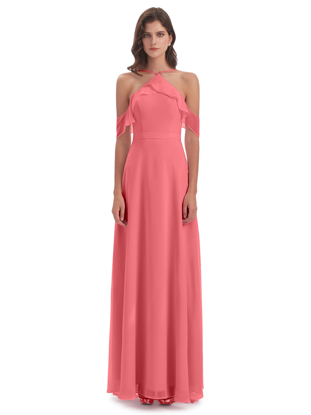 Lillian Sheath Off The Shoulder Chiffon Long Bridesmaid Dresses