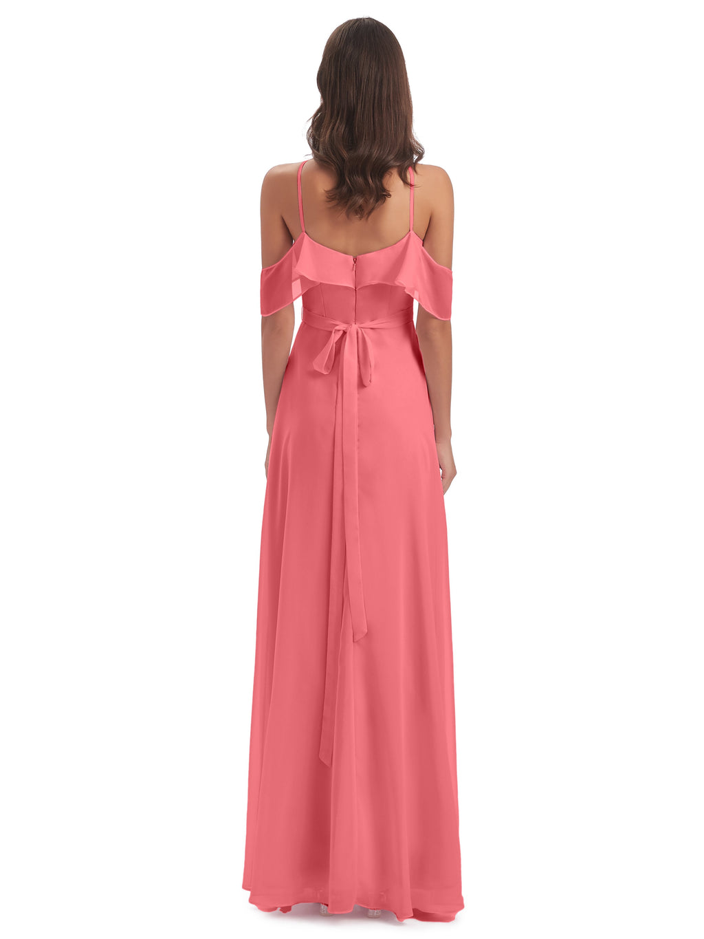 Lillian Sheath Off The Shoulder Chiffon Long Bridesmaid Dresses