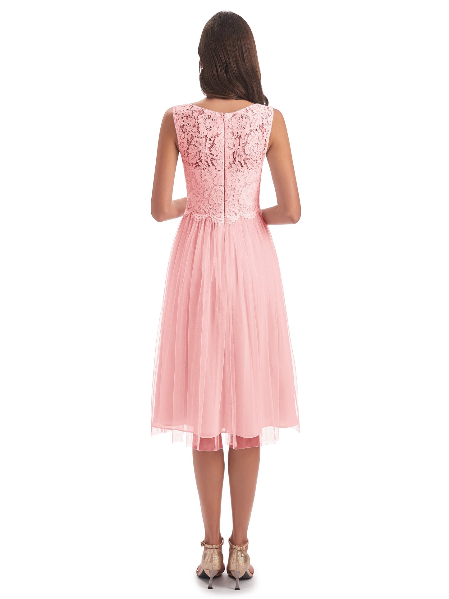 Luna Knee Length Scoop Lace Bridesmaid Dresses