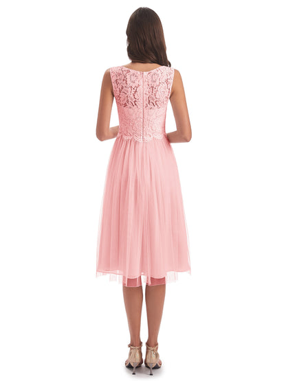 Luna Knee Length Scoop Lace Bridesmaid Dresses