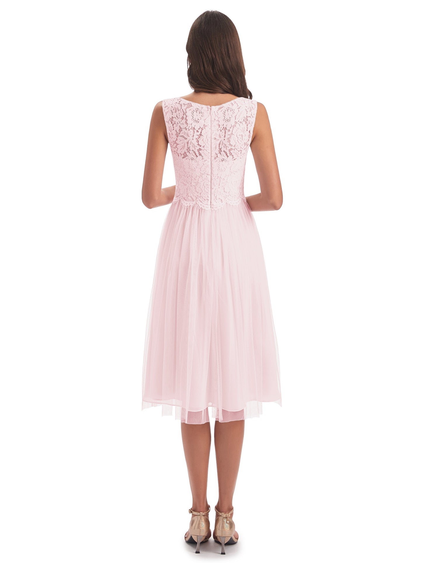 Luna Knee Length Scoop Lace Bridesmaid Dresses