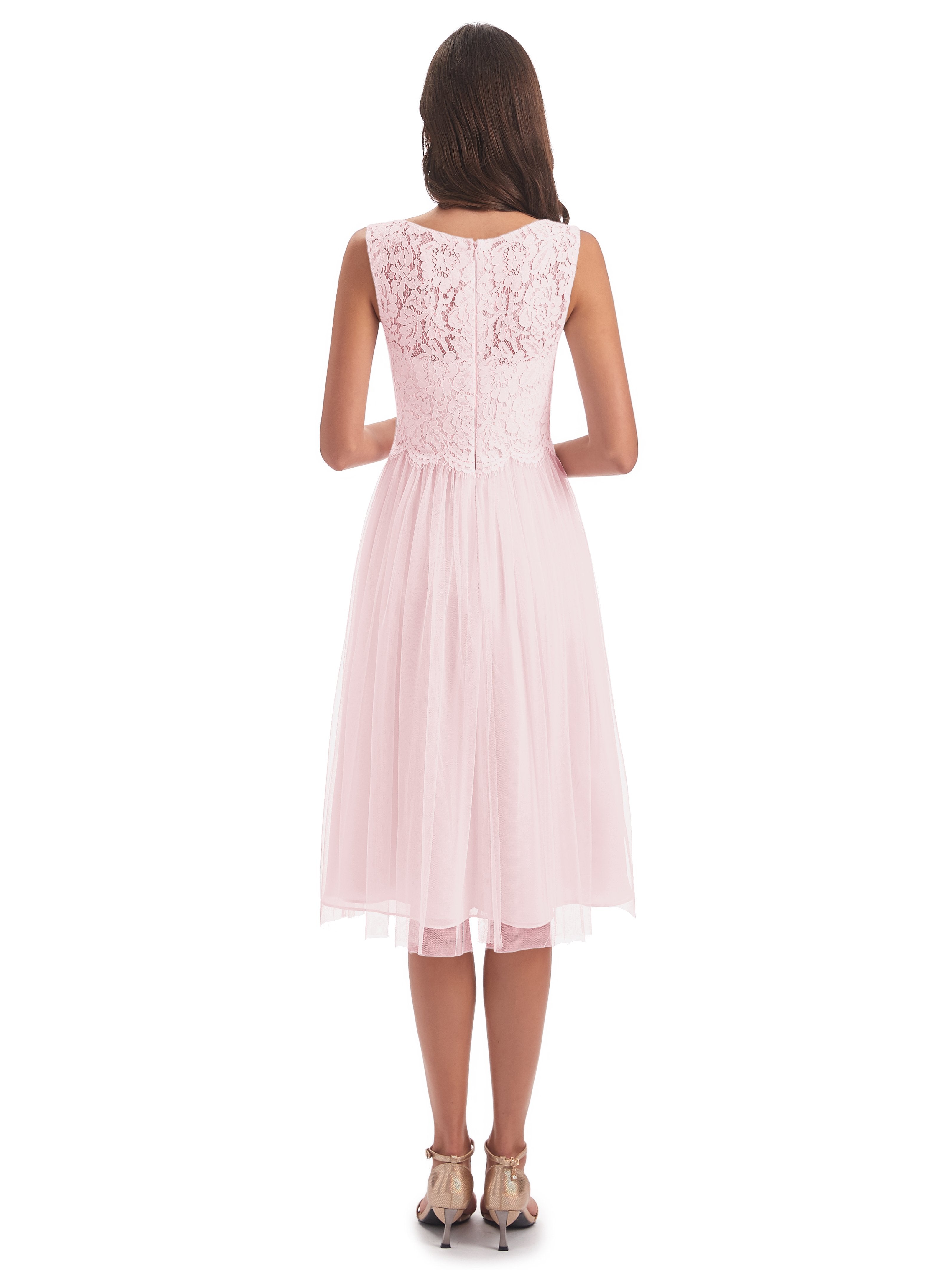 Luna Knee Length Scoop Lace Bridesmaid Dresses