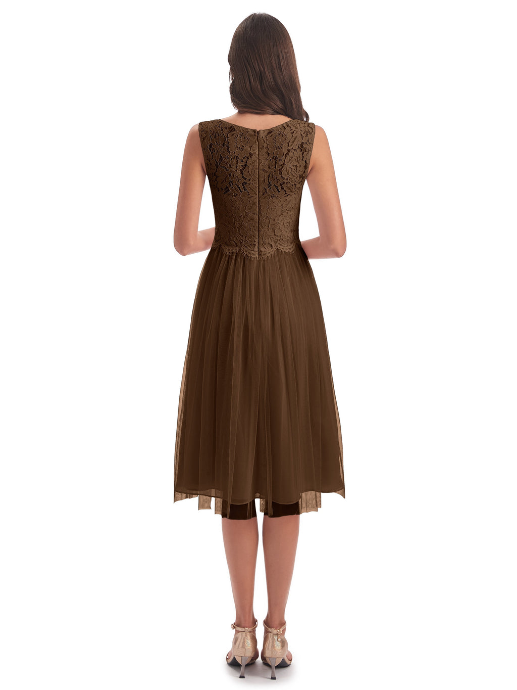 Luna Knee Length Scoop Lace Bridesmaid Dresses