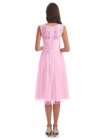 Luna Knee Length Scoop Lace Bridesmaid Dresses