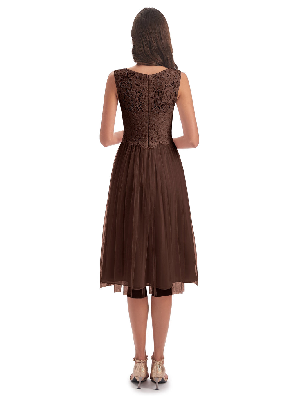 Luna Knee Length Scoop Lace Bridesmaid Dresses