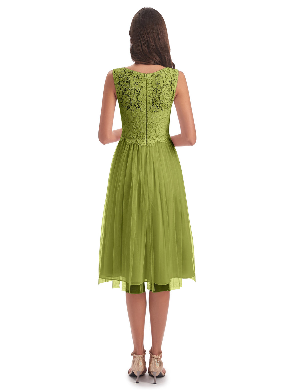 Luna Knee Length Scoop Lace Bridesmaid Dresses
