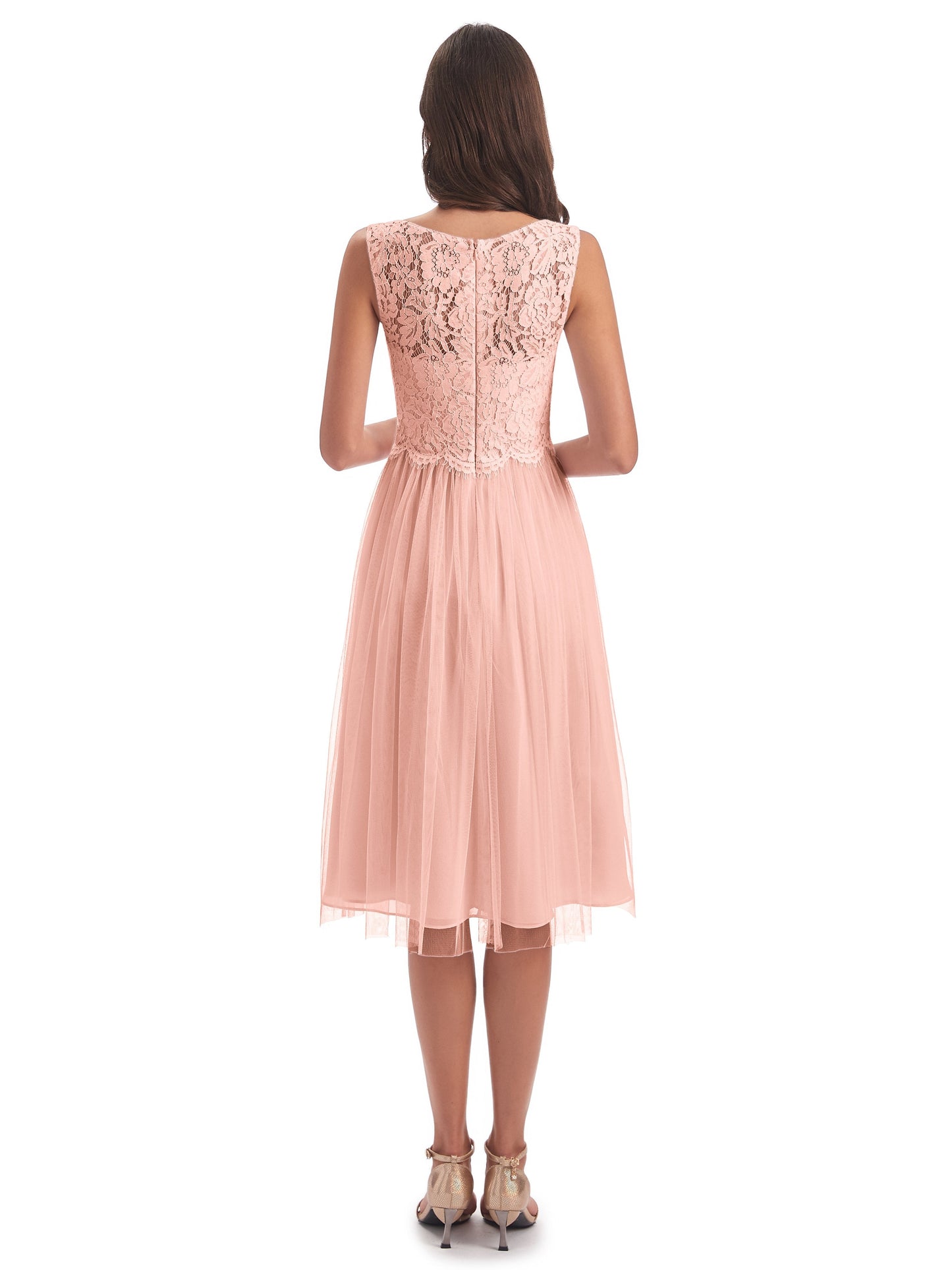 Luna Knee Length Scoop Lace Bridesmaid Dresses
