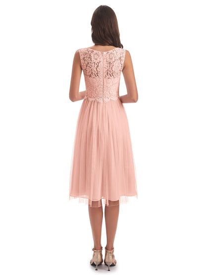 Luna Knee Length Scoop Lace Bridesmaid Dresses