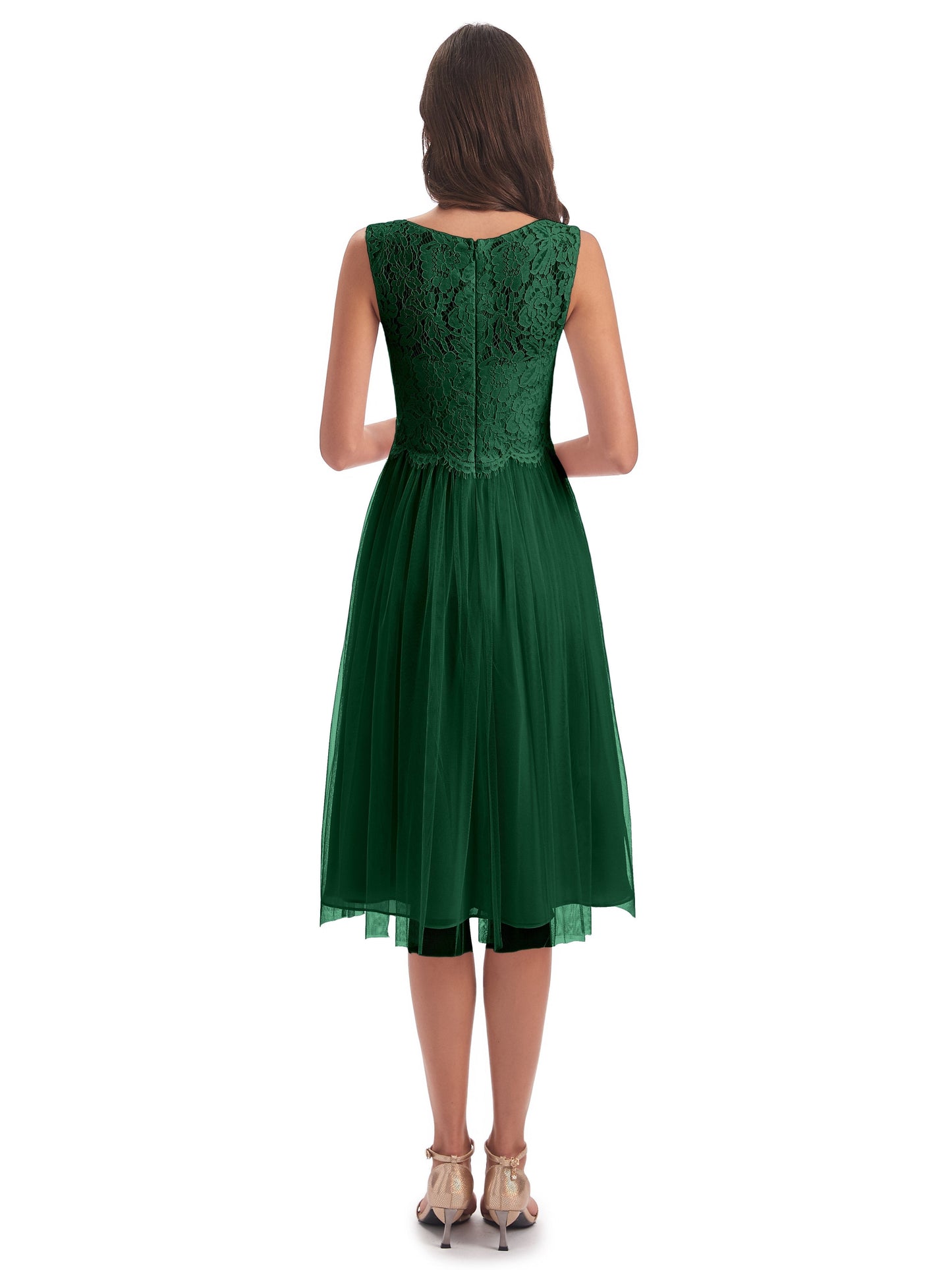 Luna Knee Length Scoop Lace Bridesmaid Dresses