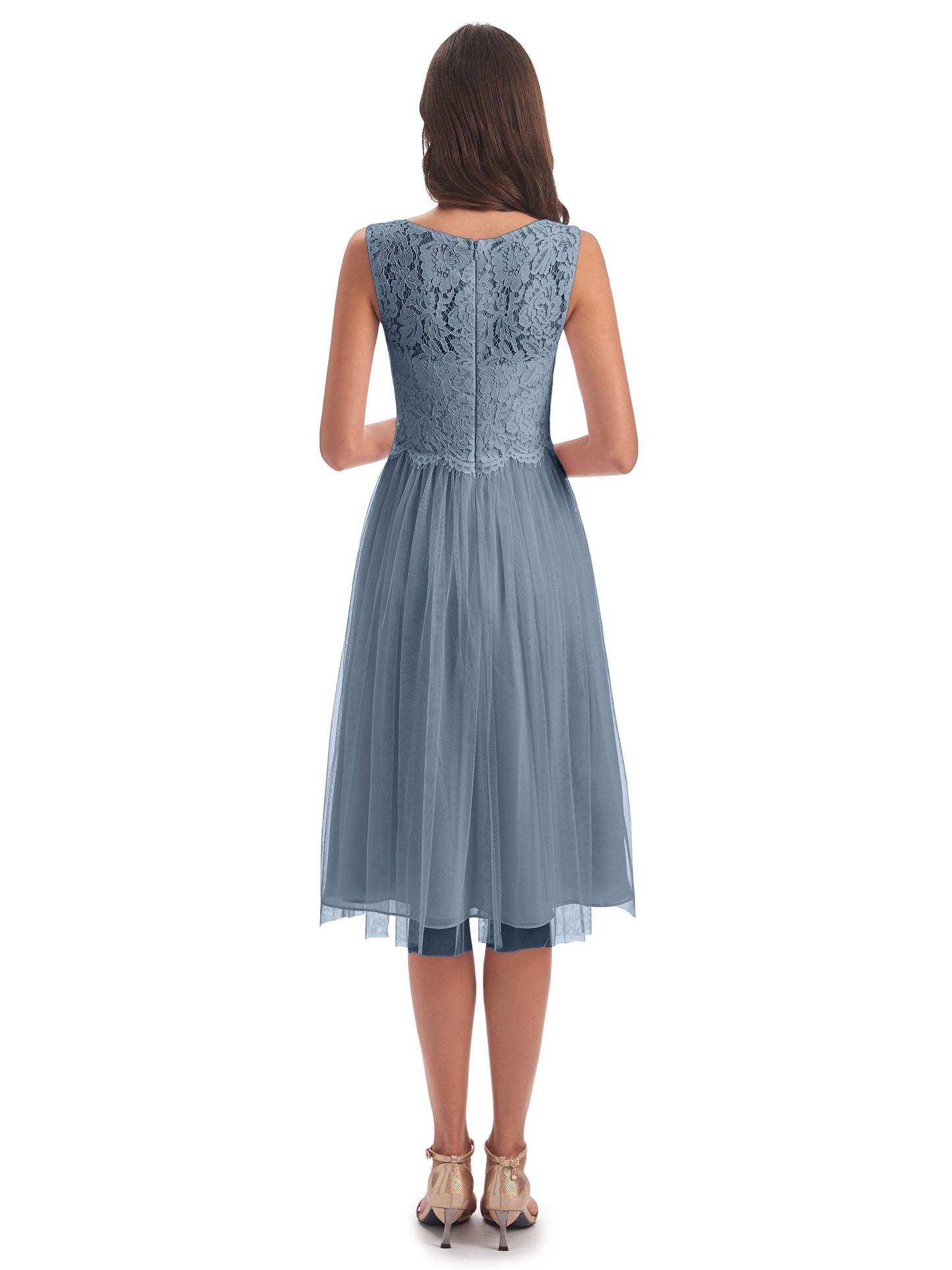Luna Knee Length Scoop Lace Bridesmaid Dresses