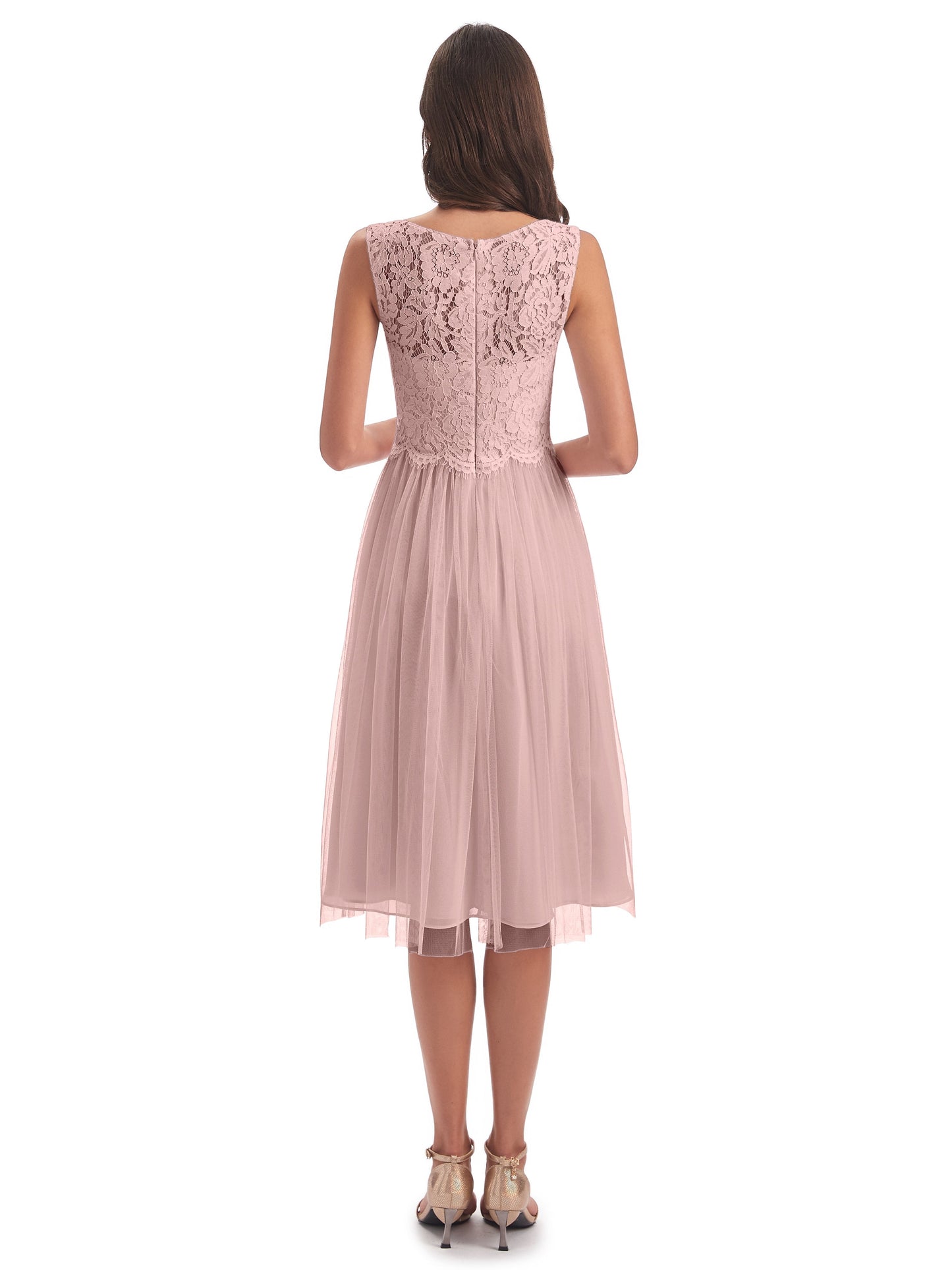 Luna Knee Length Scoop Lace Bridesmaid Dresses
