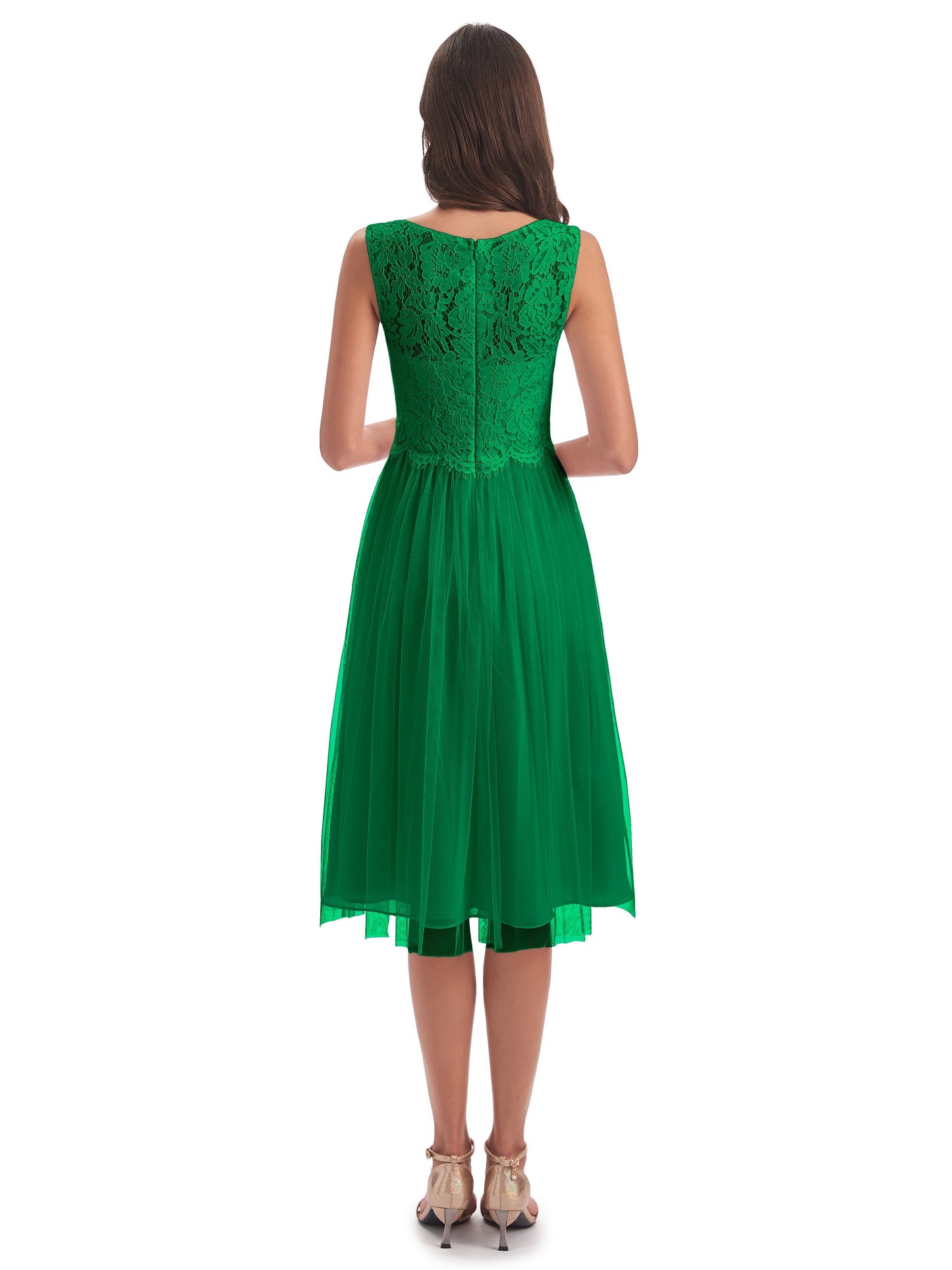 Luna Knee Length Scoop Lace Bridesmaid Dresses
