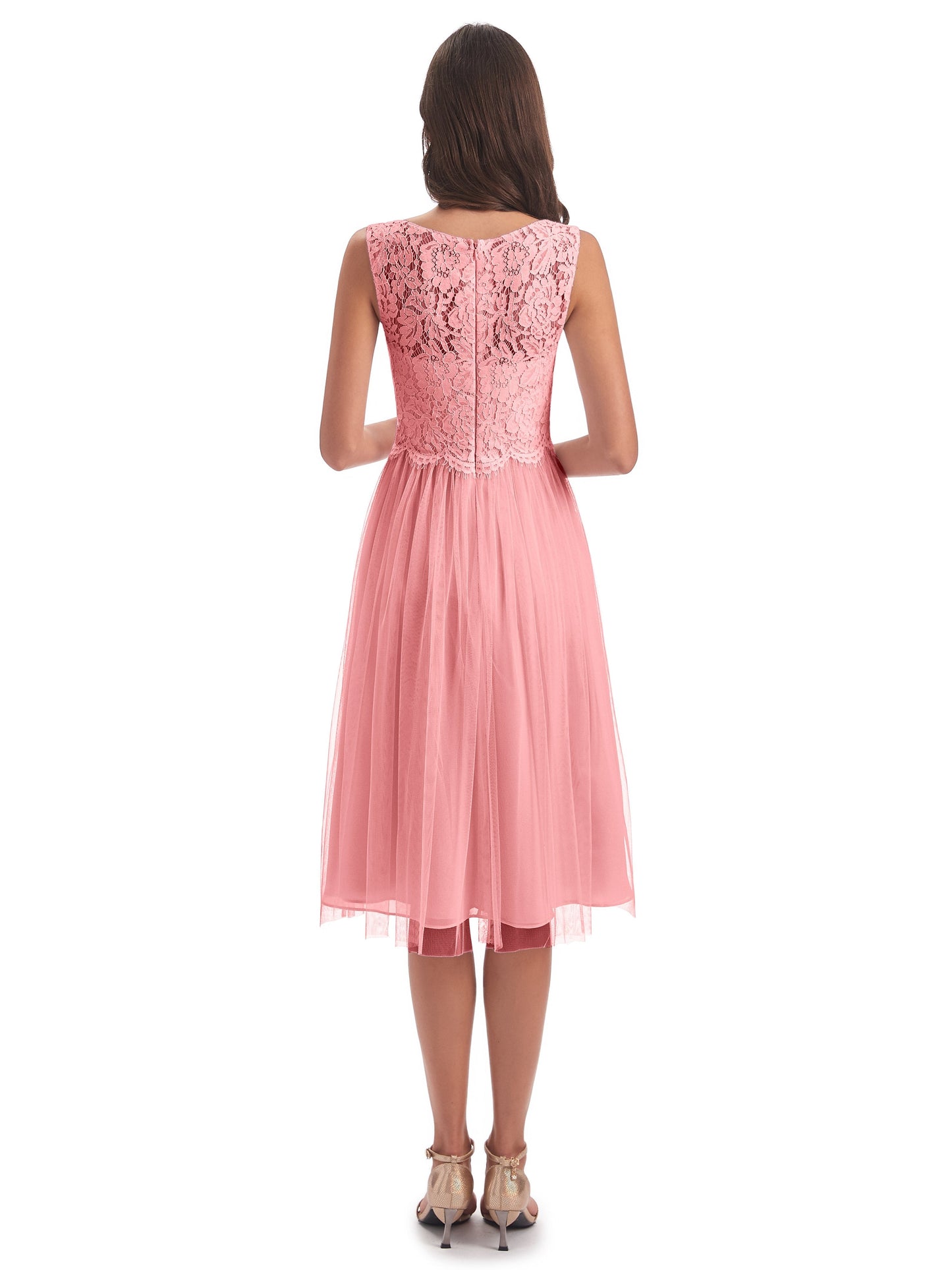Luna Knee Length Scoop Lace Bridesmaid Dresses