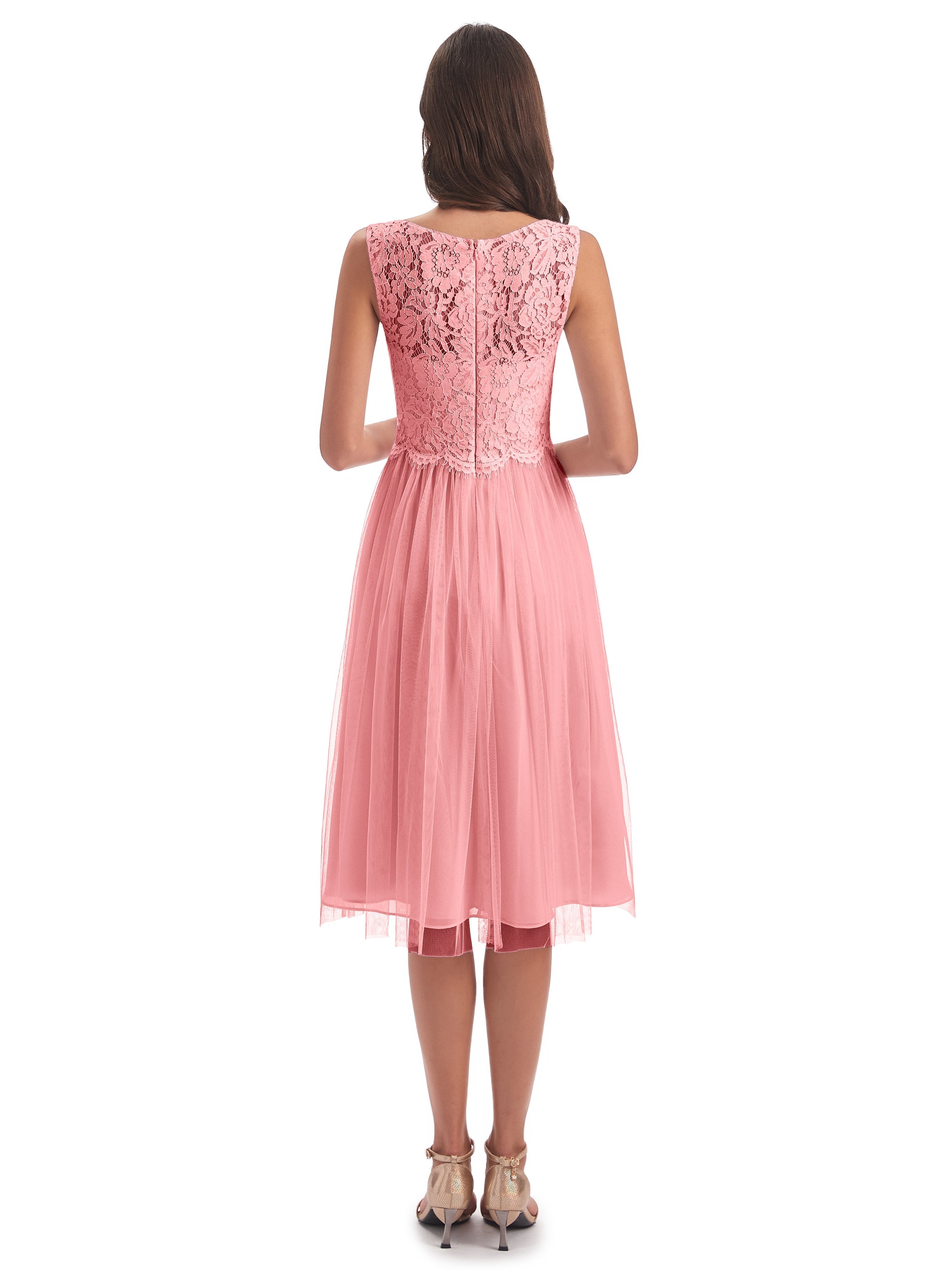 Luna Knee Length Scoop Lace Bridesmaid Dresses