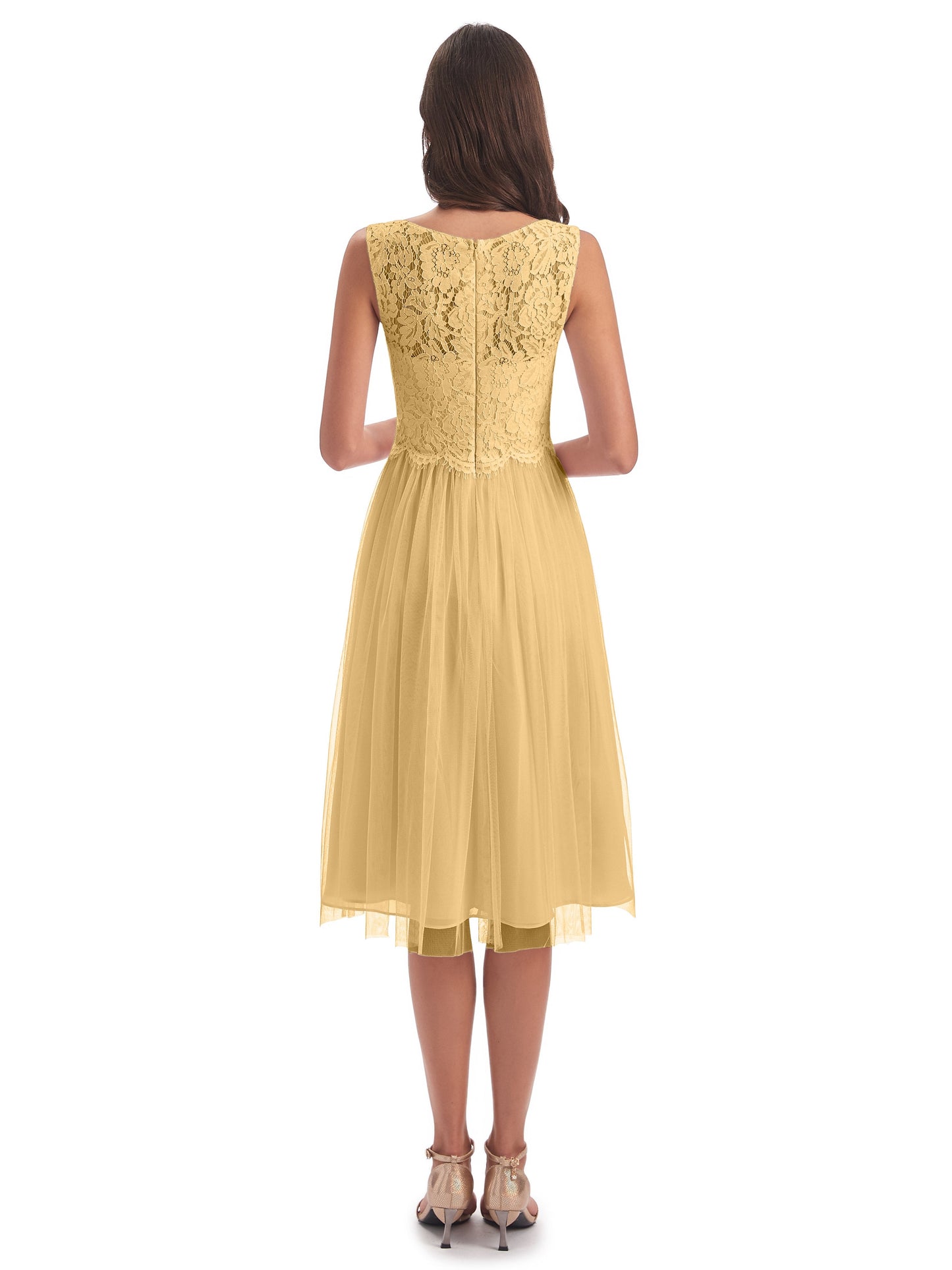 Luna Knee Length Scoop Lace Bridesmaid Dresses