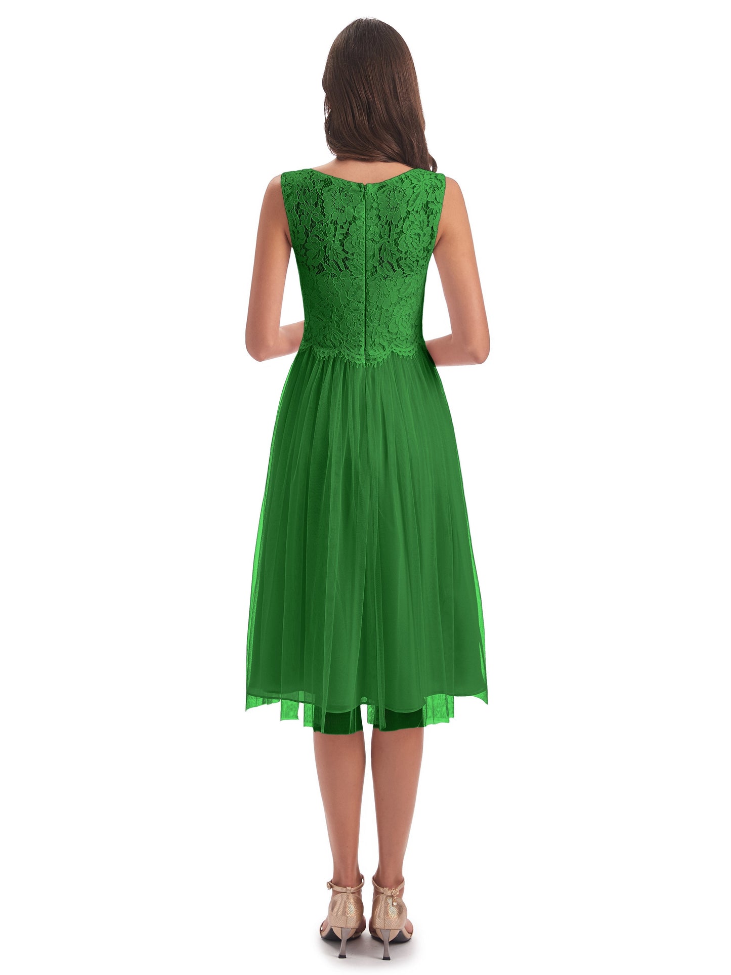 Luna Knee Length Scoop Lace Bridesmaid Dresses