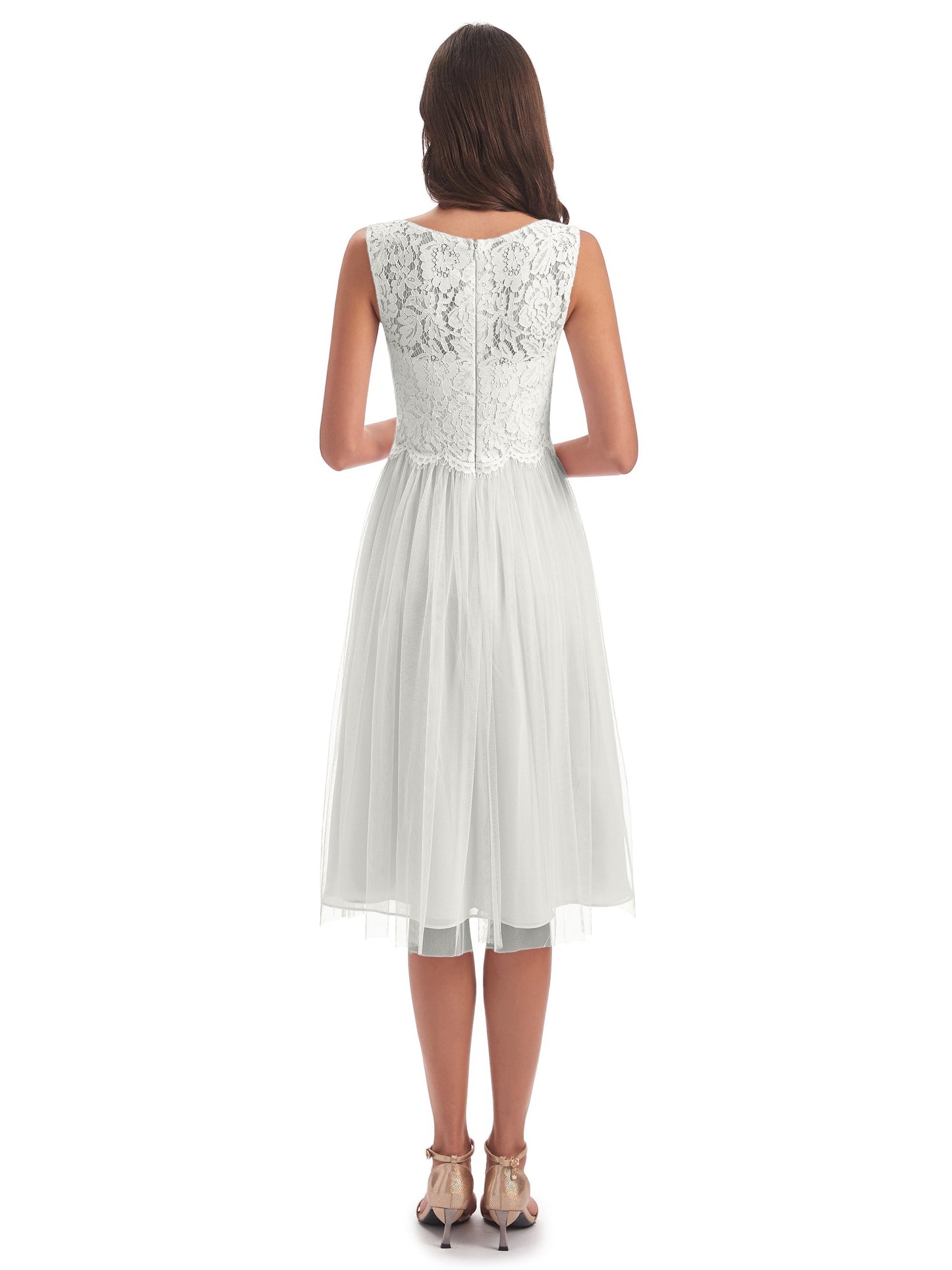 Luna Knee Length Scoop Lace Bridesmaid Dresses