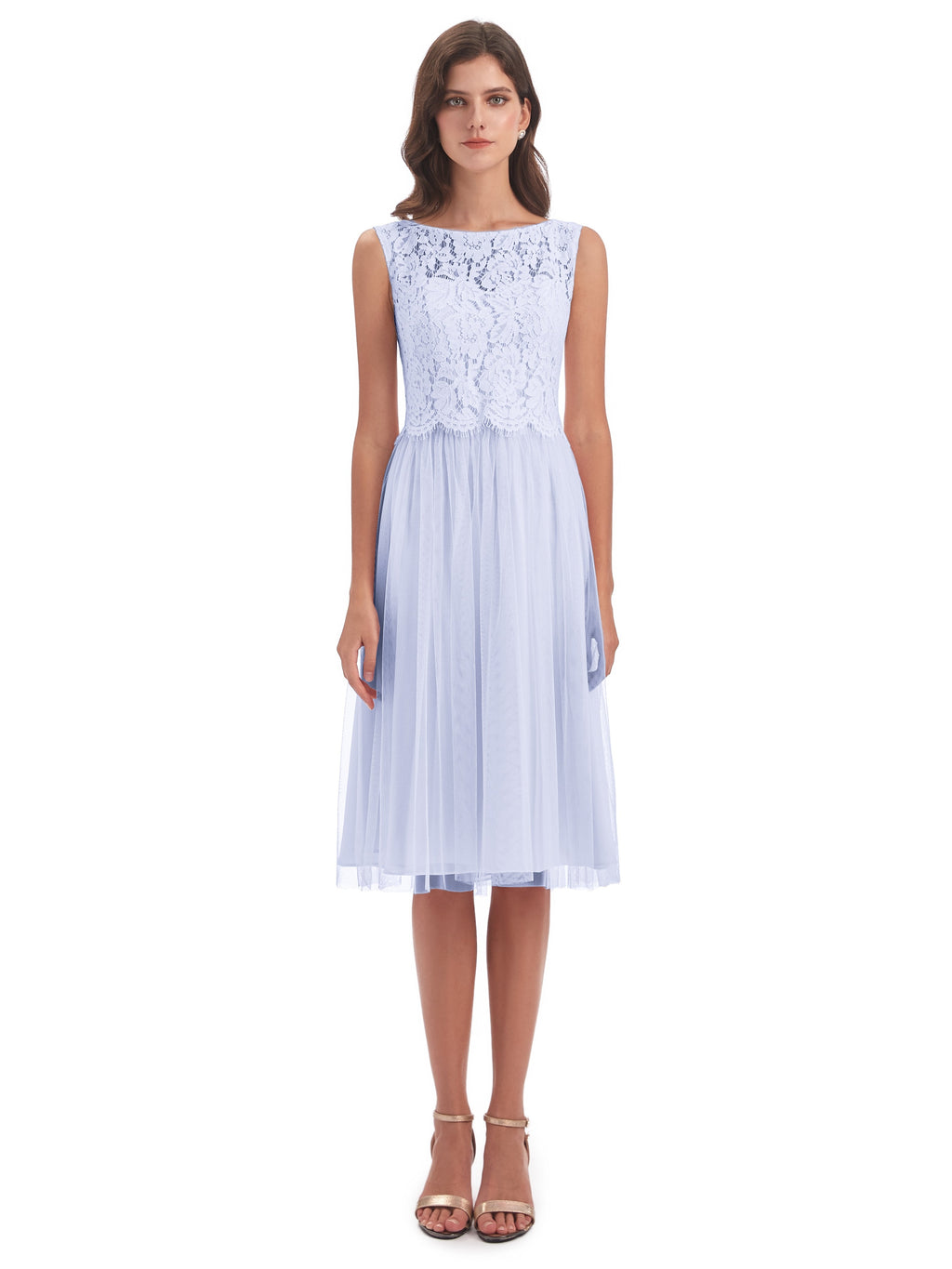 Luna Knee Length Scoop Lace Bridesmaid Dresses
