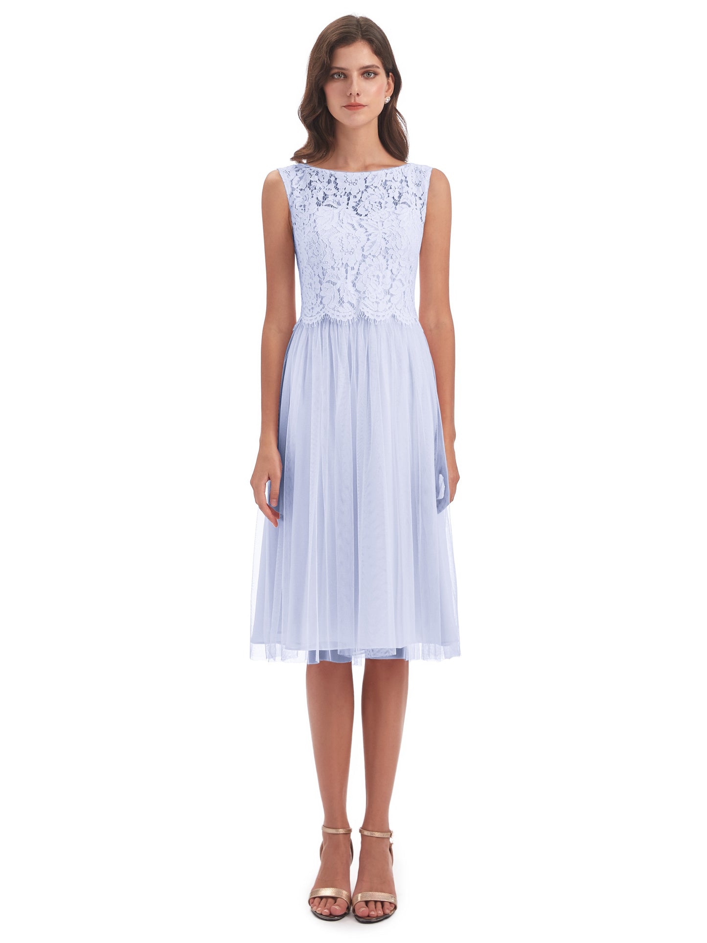 Luna Knee Length Scoop Lace Bridesmaid Dresses
