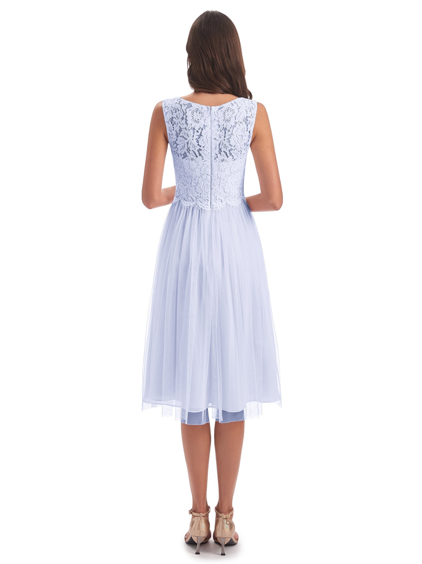 Luna Knee Length Scoop Lace Bridesmaid Dresses