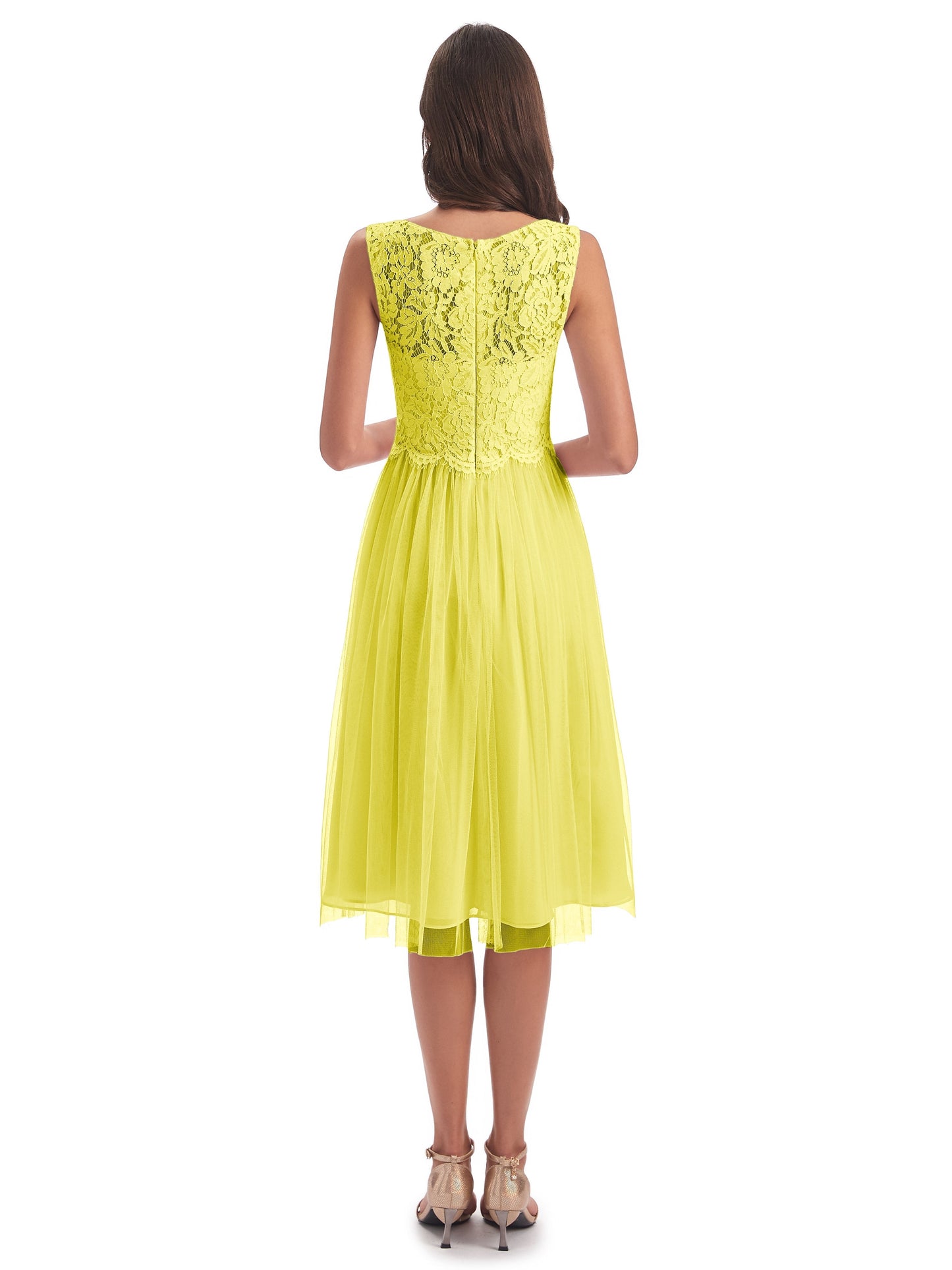 Luna Knee Length Scoop Lace Bridesmaid Dresses