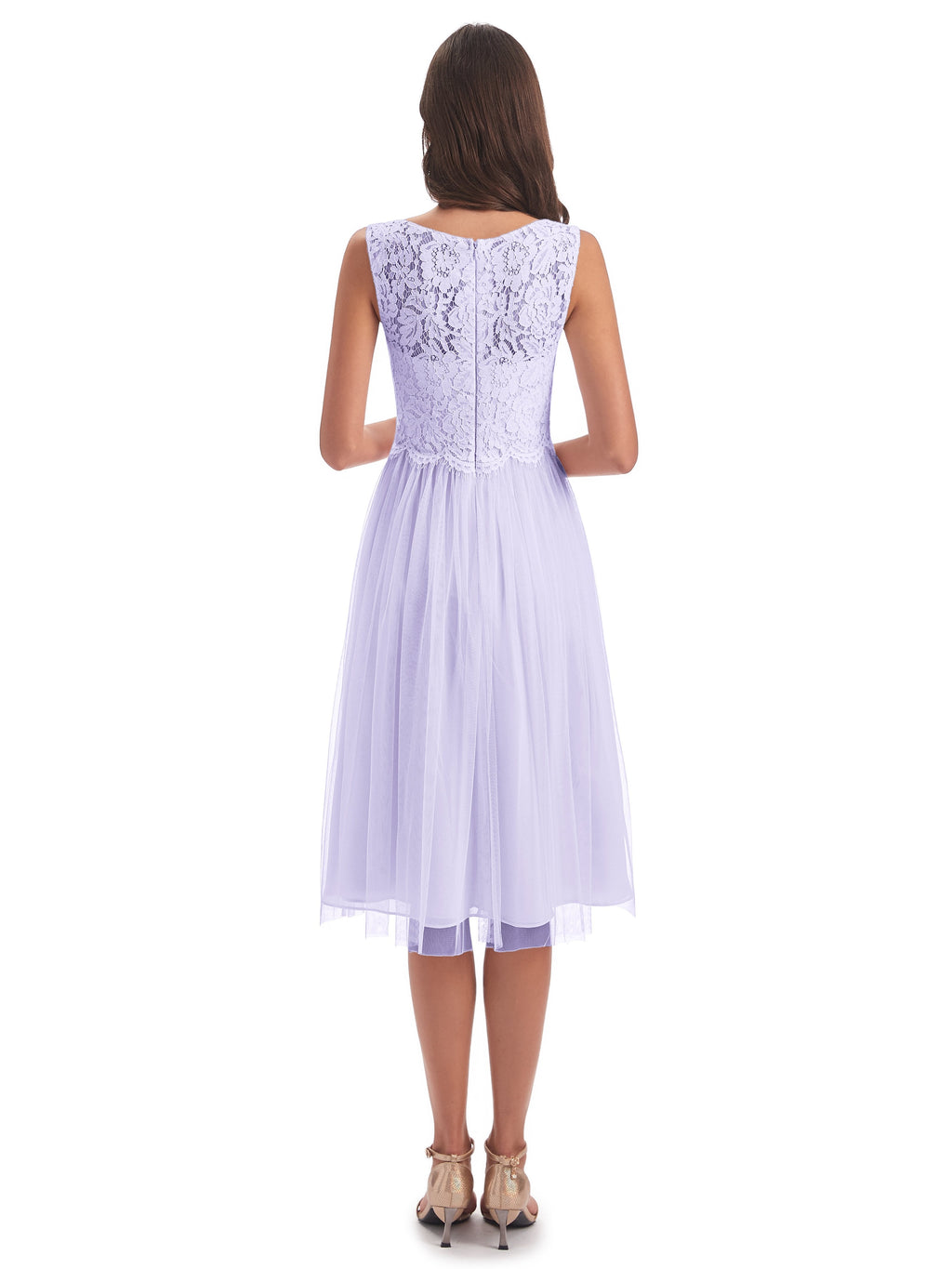 Luna Knee Length Scoop Lace Bridesmaid Dresses