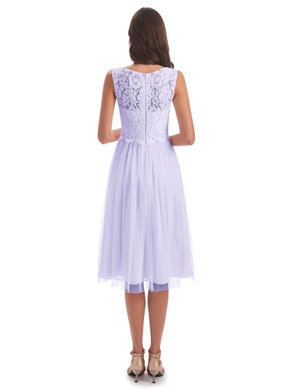 Luna Knee Length Scoop Lace Bridesmaid Dresses