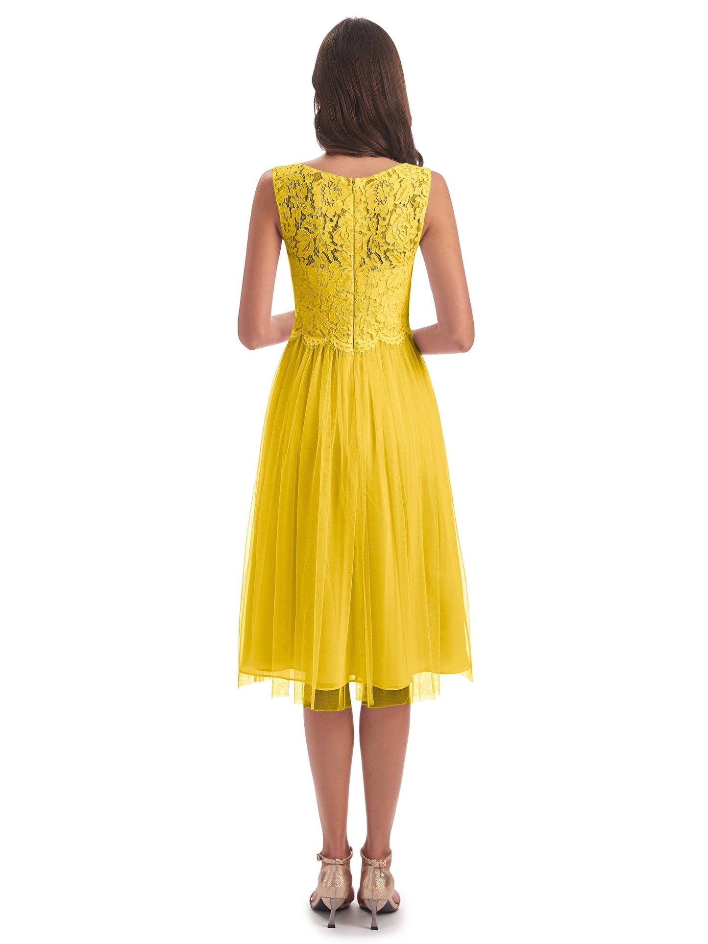 Luna Knee Length Scoop Lace Bridesmaid Dresses