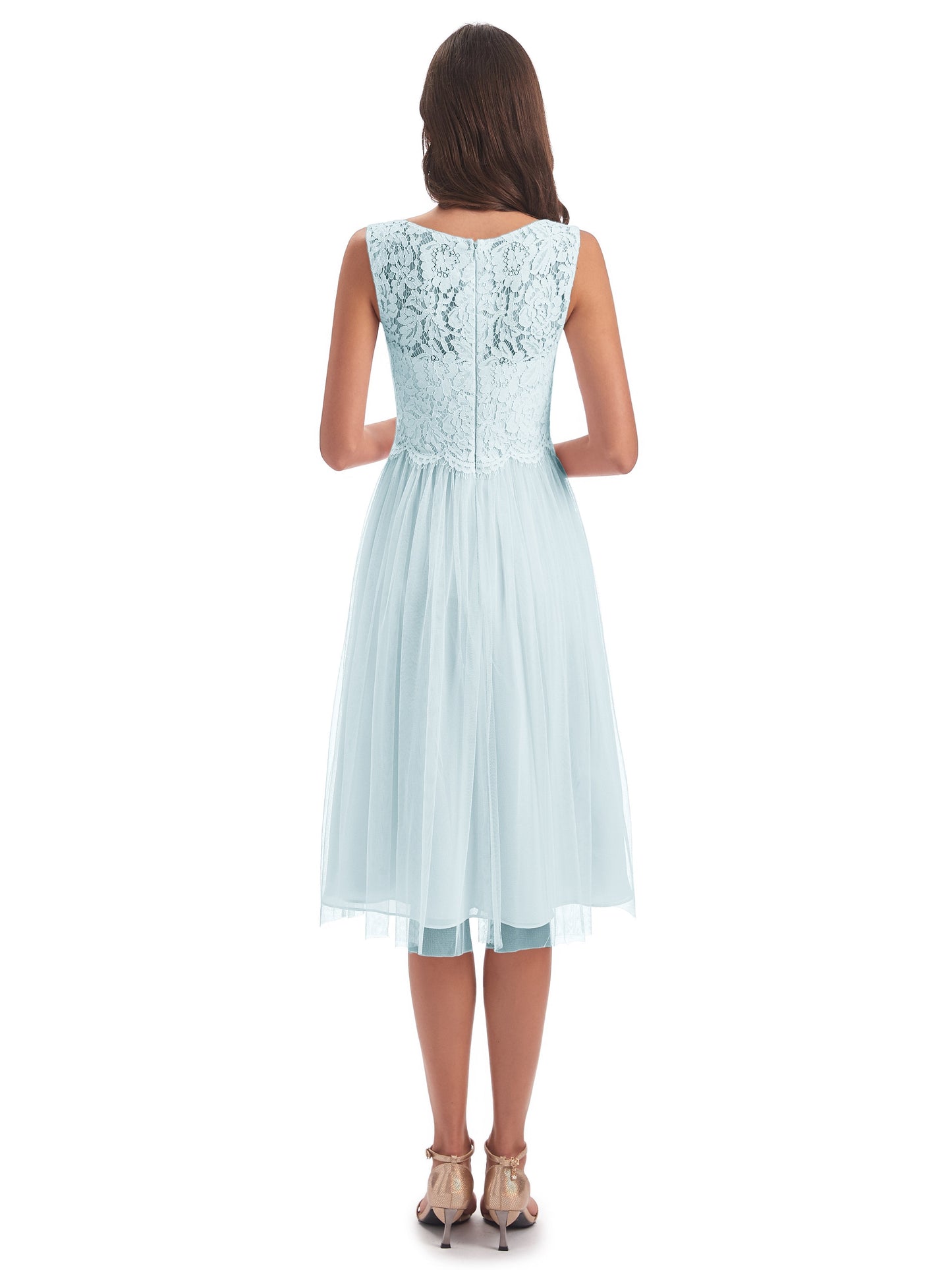 Luna Knee Length Scoop Lace Bridesmaid Dresses
