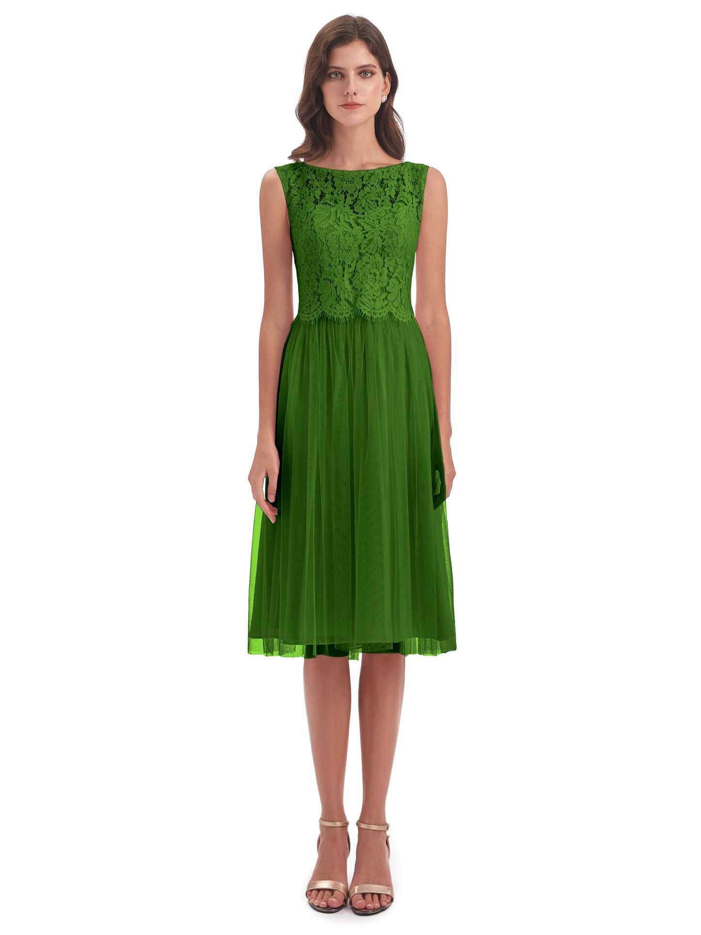 Luna Knee Length Scoop Lace Bridesmaid Dresses