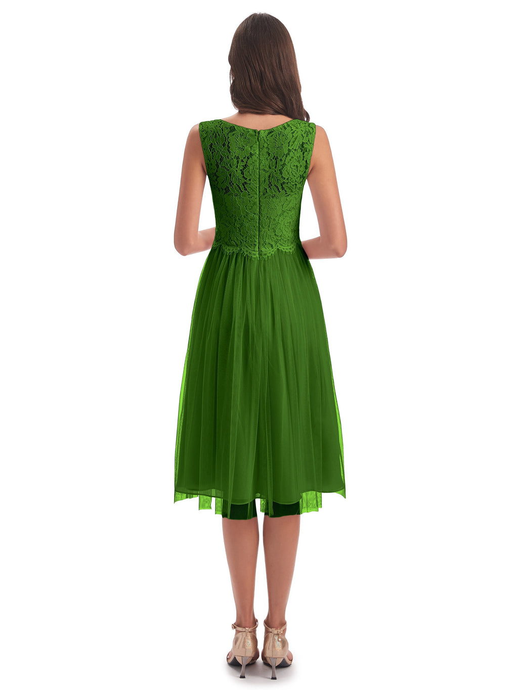 Luna Knee Length Scoop Lace Bridesmaid Dresses