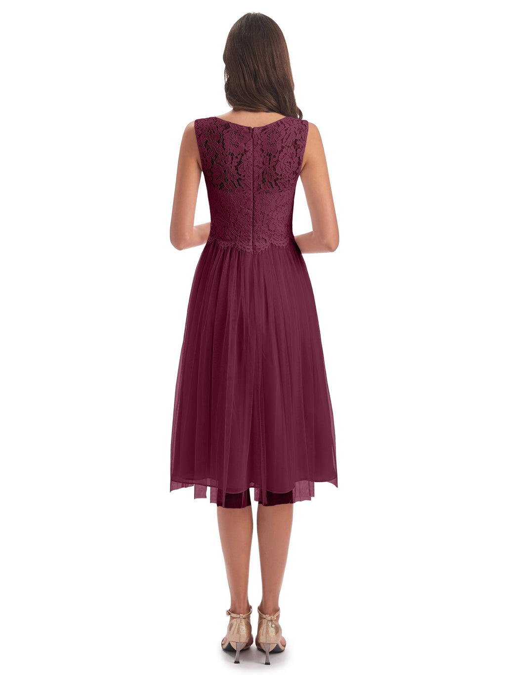 Luna Knee Length Scoop Lace Bridesmaid Dresses