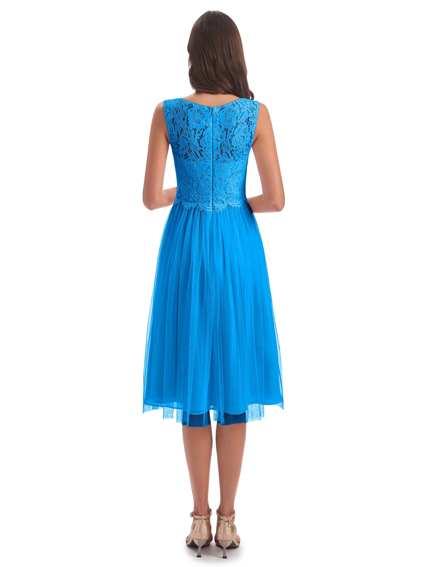 Luna Knee Length Scoop Lace Bridesmaid Dresses