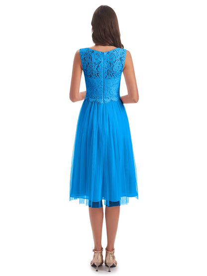 Luna Knee Length Scoop Lace Bridesmaid Dresses