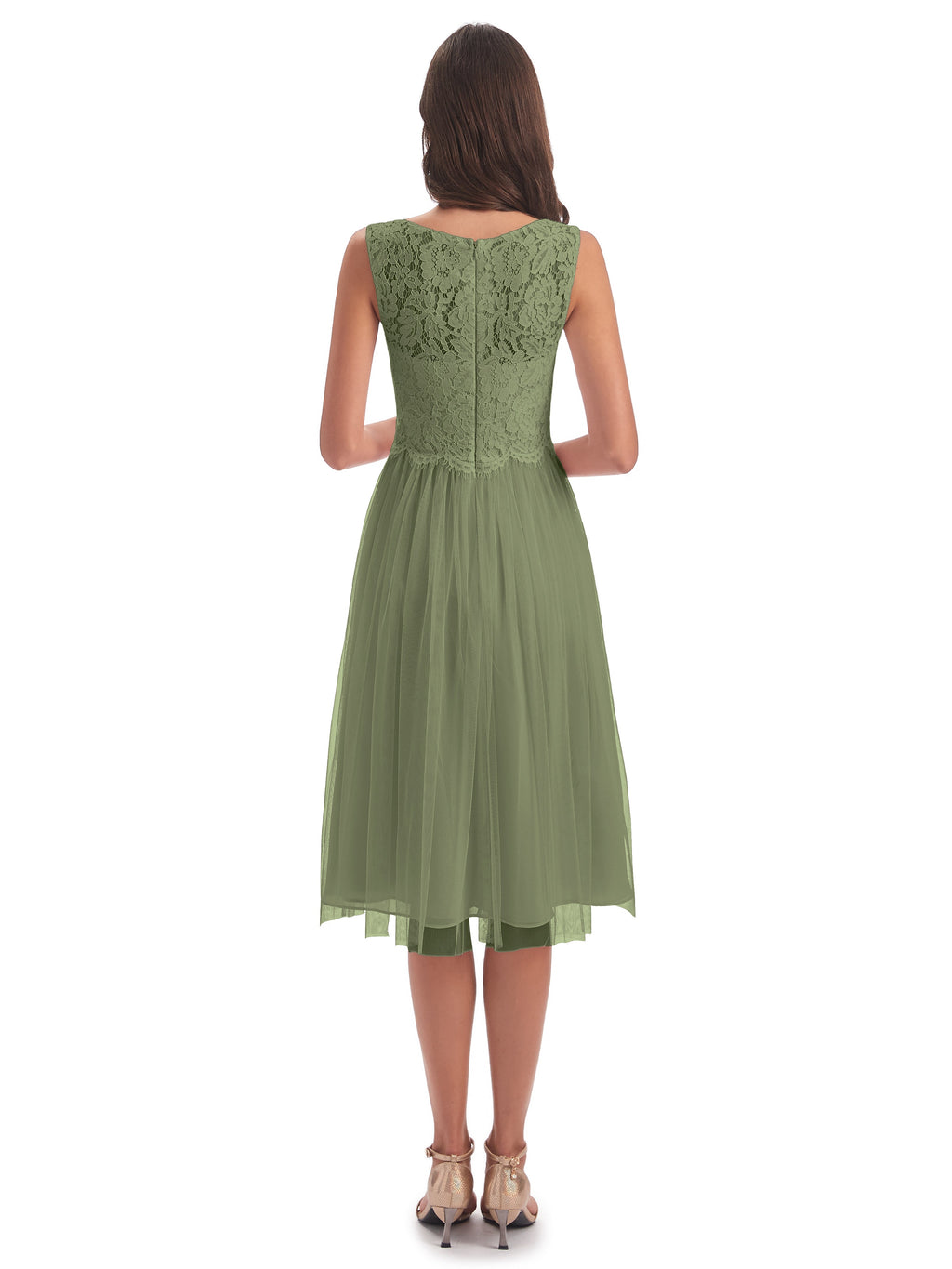 Luna Knee Length Scoop Lace Bridesmaid Dresses