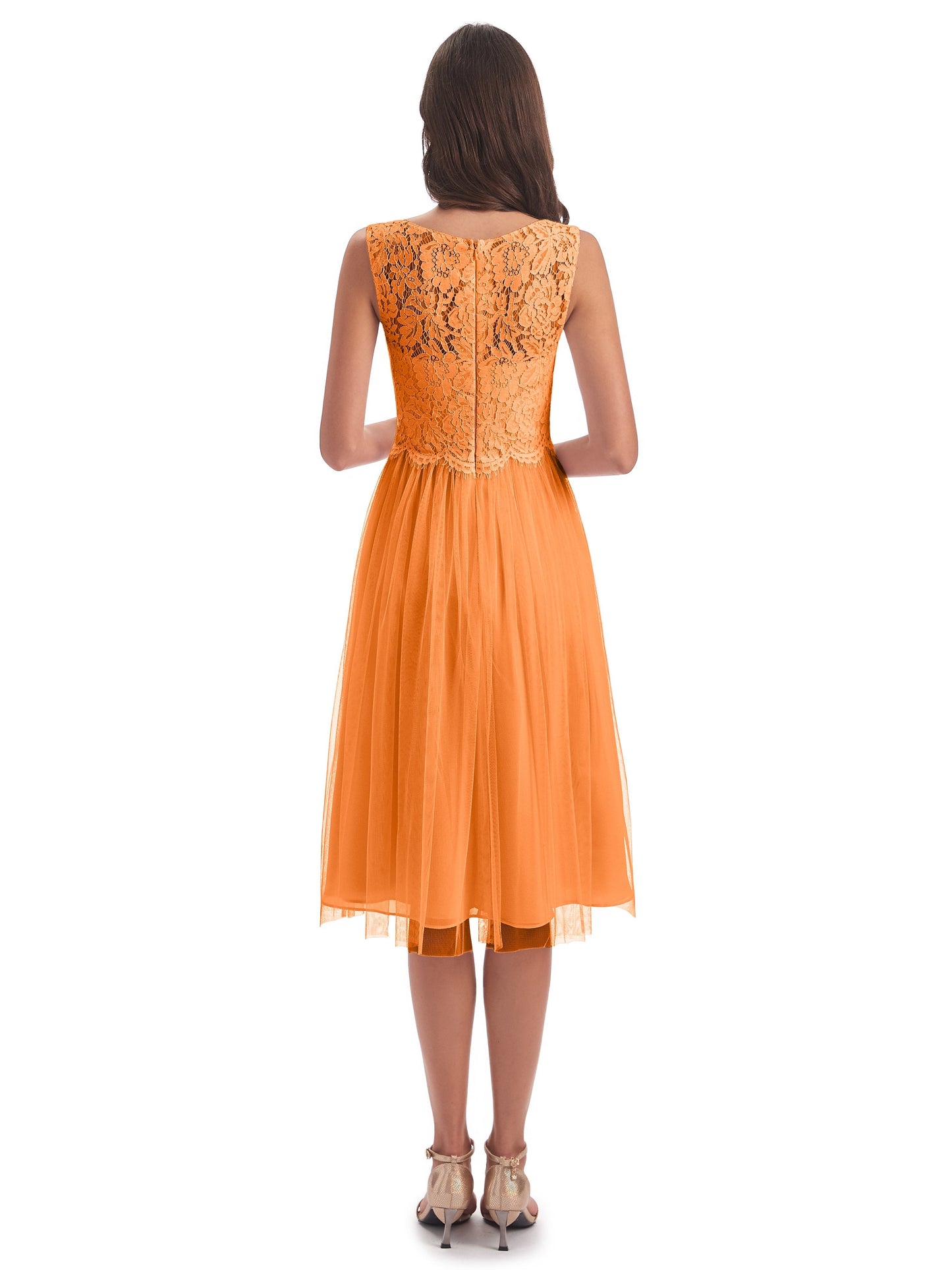 Luna Knee Length Scoop Lace Bridesmaid Dresses