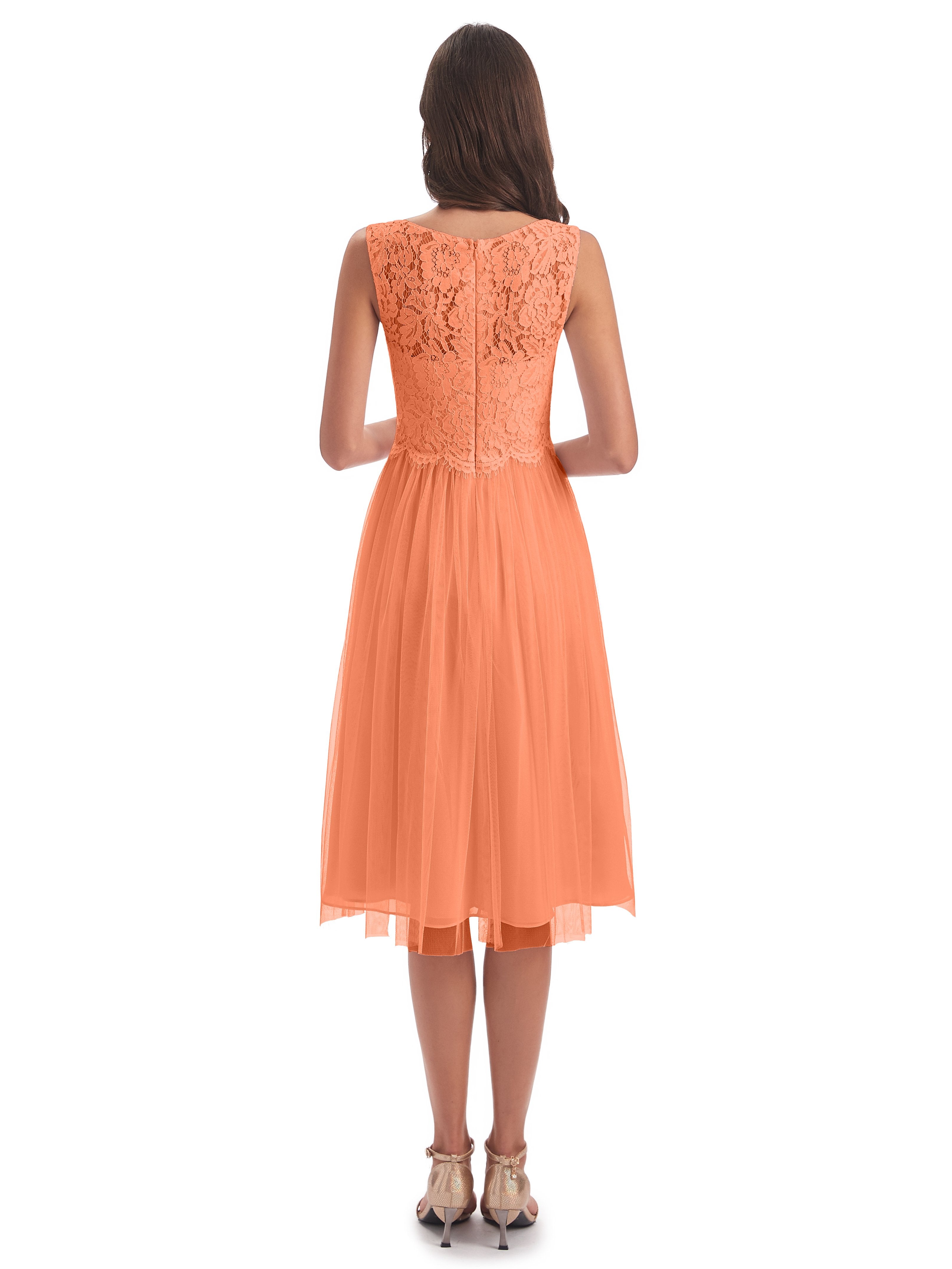 Luna Knee Length Scoop Lace Bridesmaid Dresses