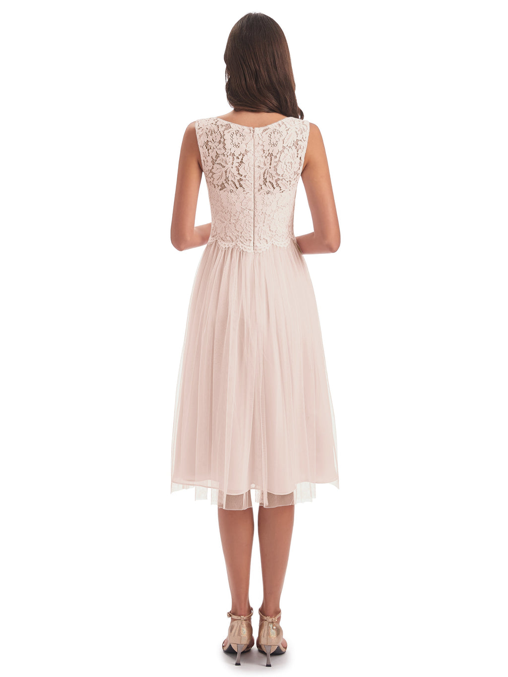 Luna Knee Length Scoop Lace Bridesmaid Dresses